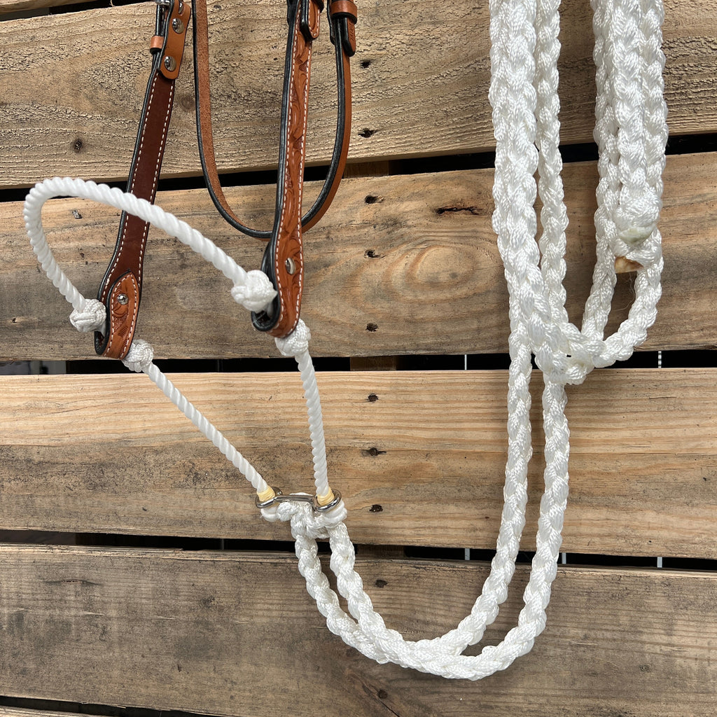 Light Oil Floral V-Brow White Loping Hackamore #LHK035 — view 2