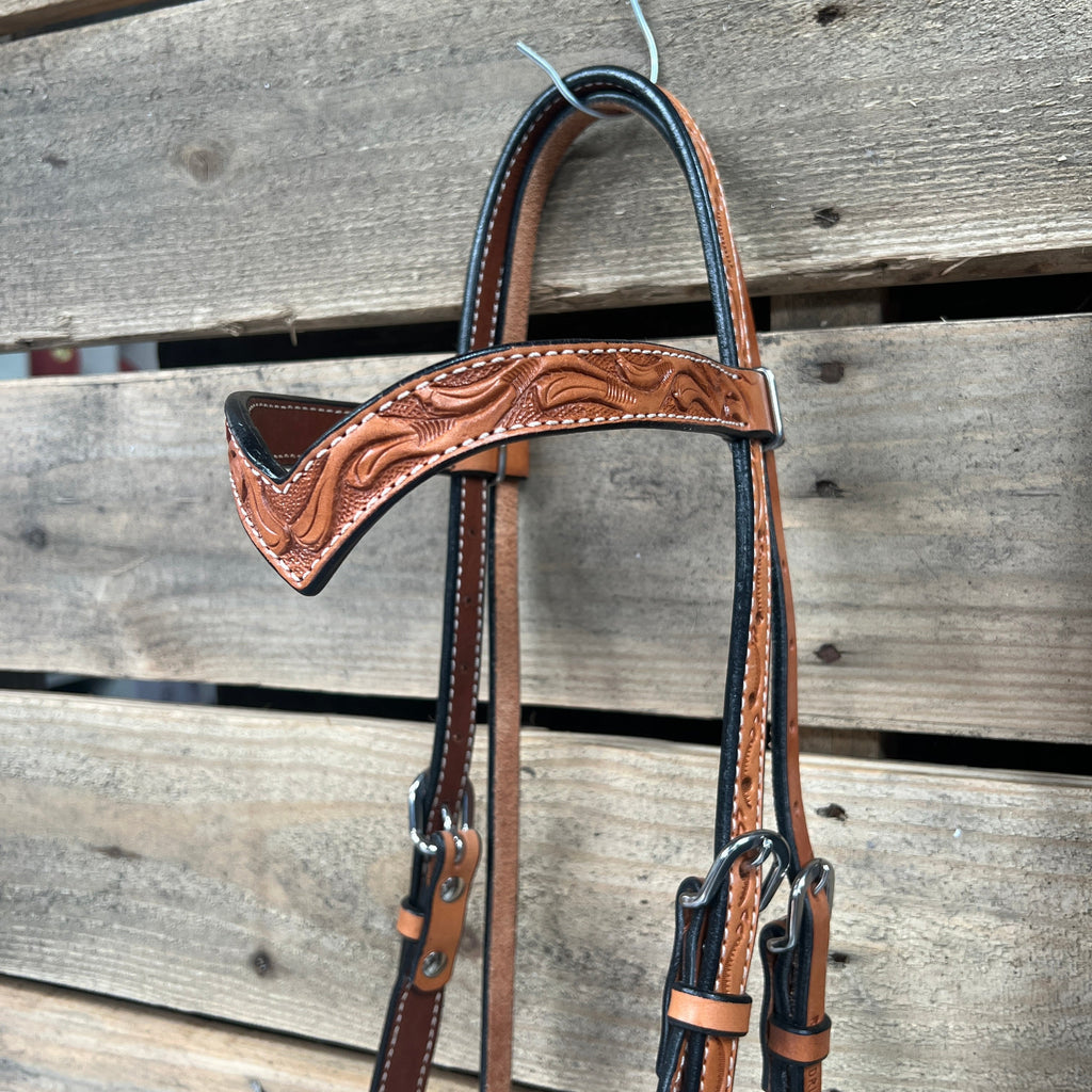 Light Oil Floral V-Brow Black Loping Hackamore #LHK036 — view 3