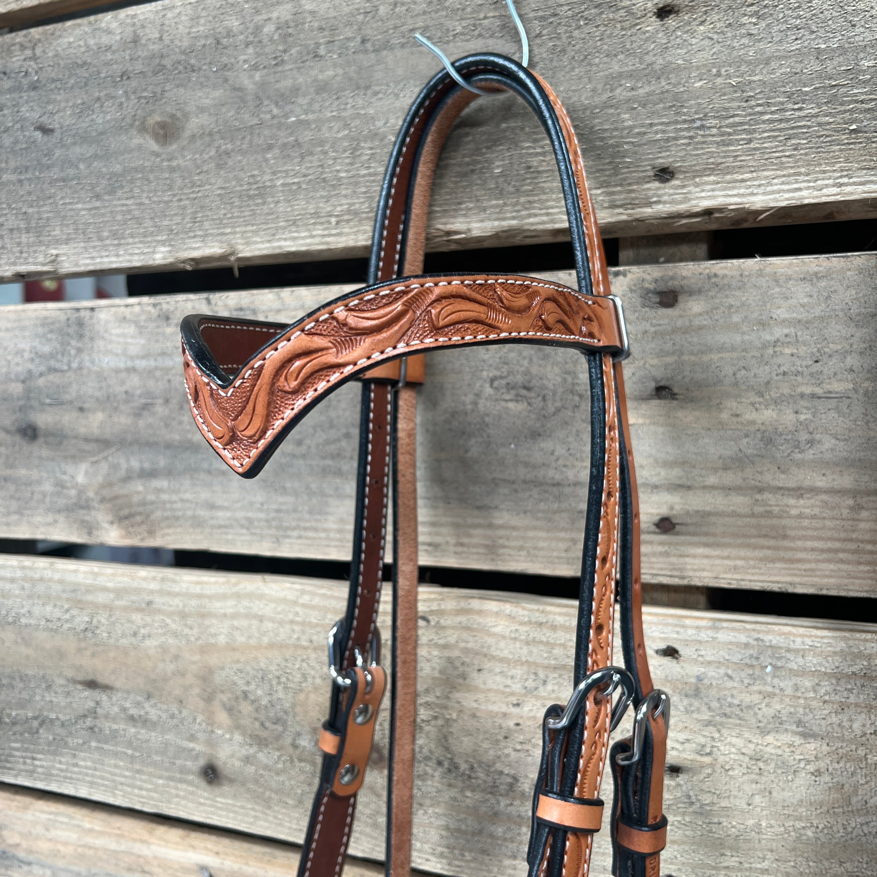 Light Oil Floral V-Brow Black Loping Hackamore #LHK036 — view 3