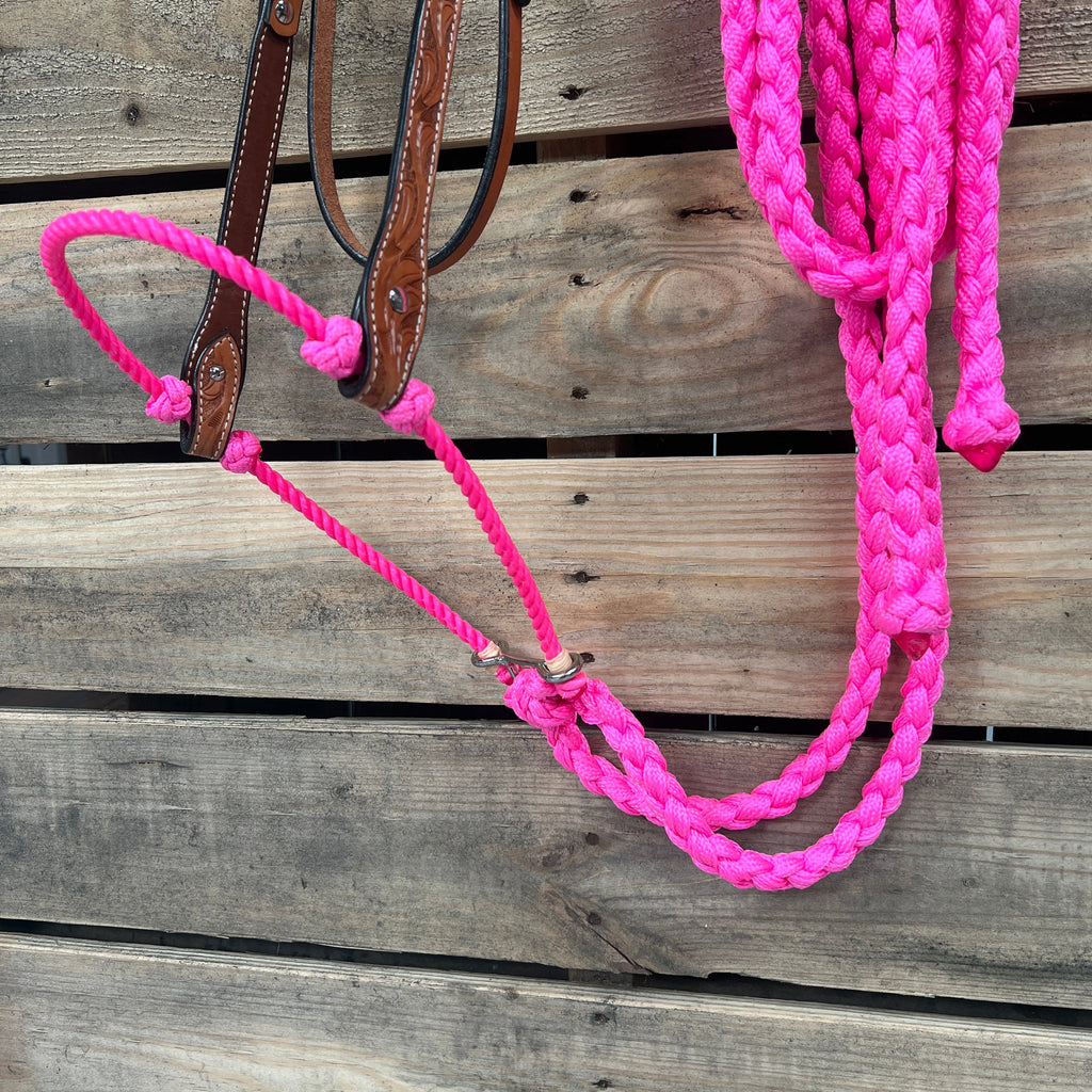 Light Oil Floral V-Brow Neon Pink Loping Hackamore #LHK037 — view 2