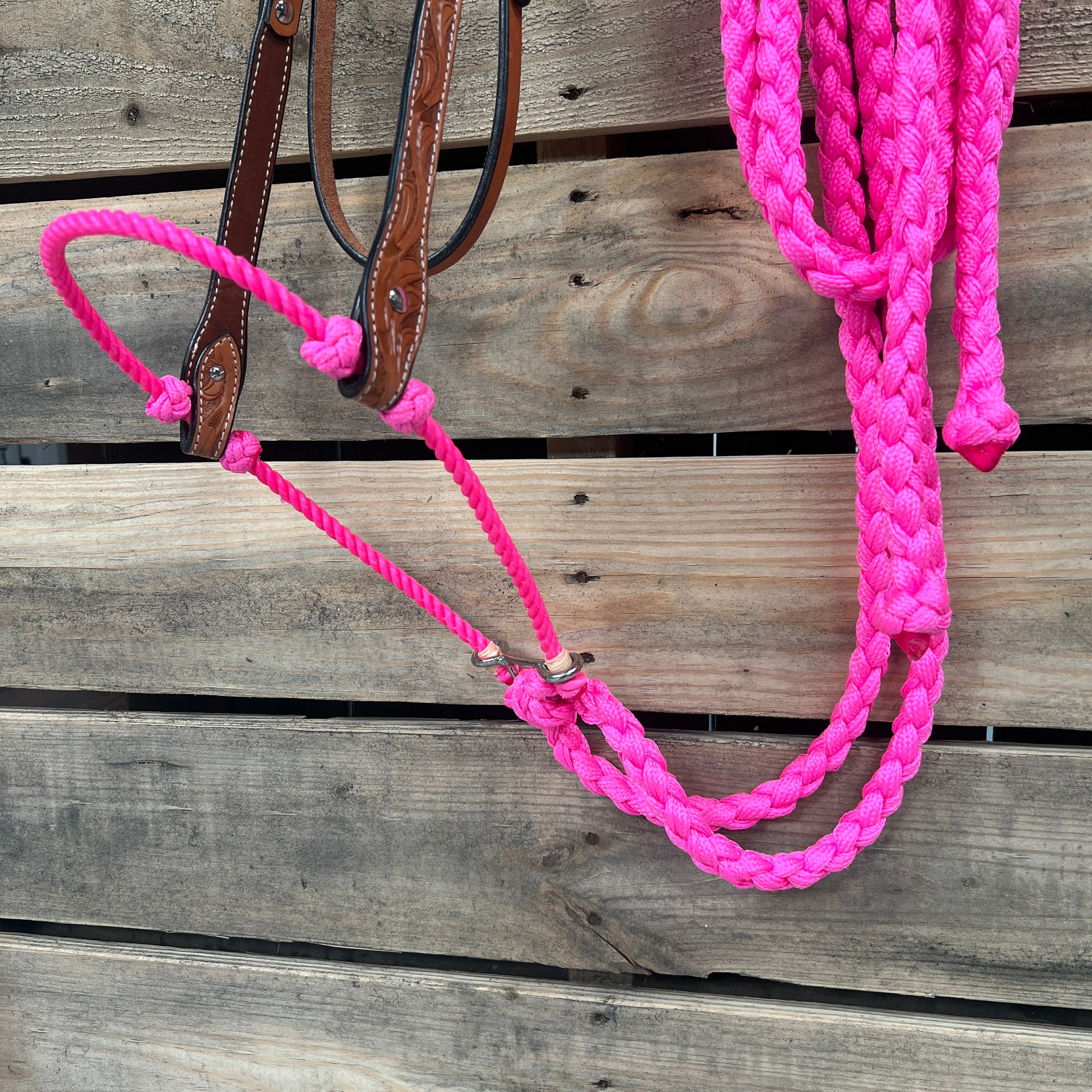 Light Oil Floral V-Brow Neon Pink Loping Hackamore #LHK037 — view 2