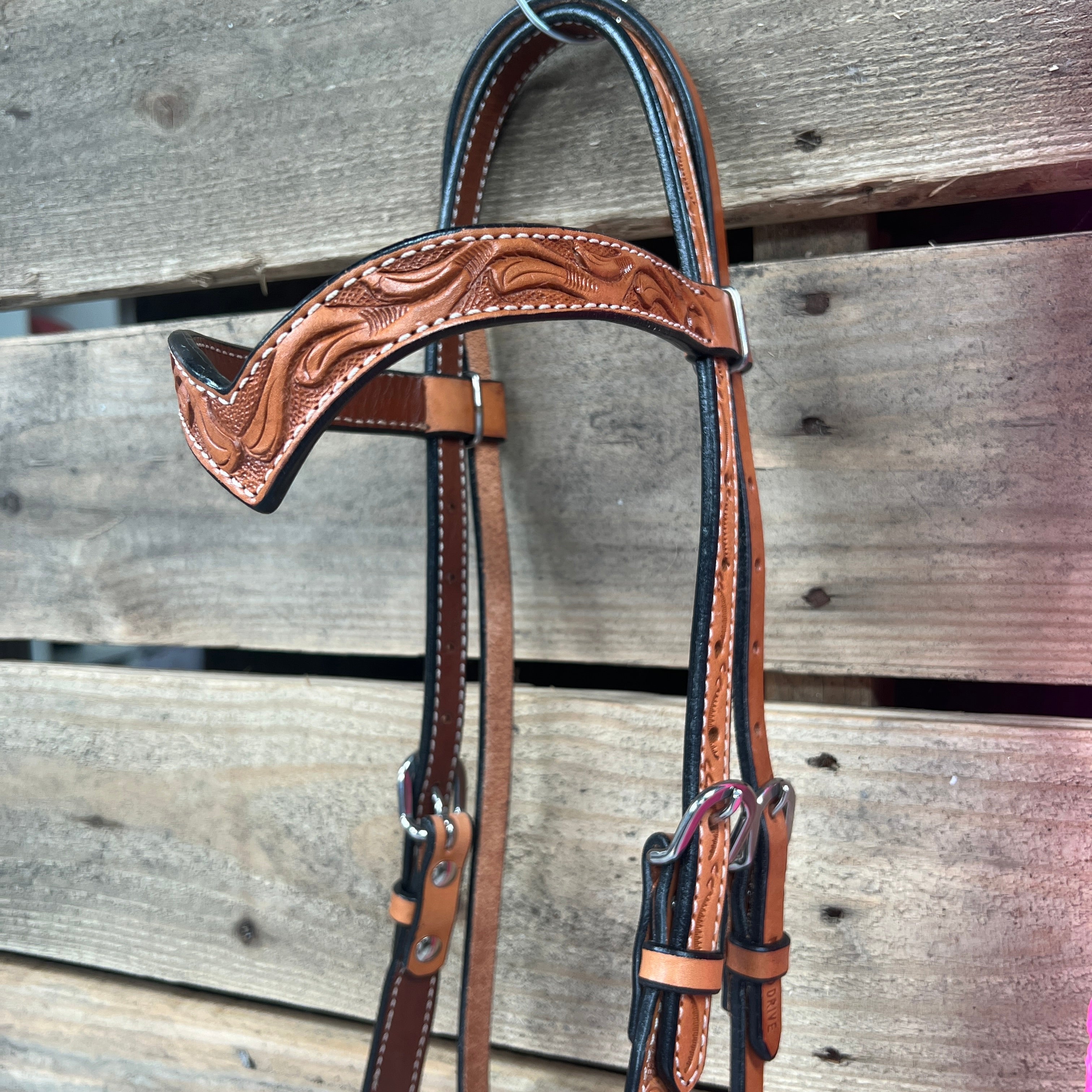Light Oil Floral V-Brow Neon Pink Loping Hackamore #LHK037 — view 3