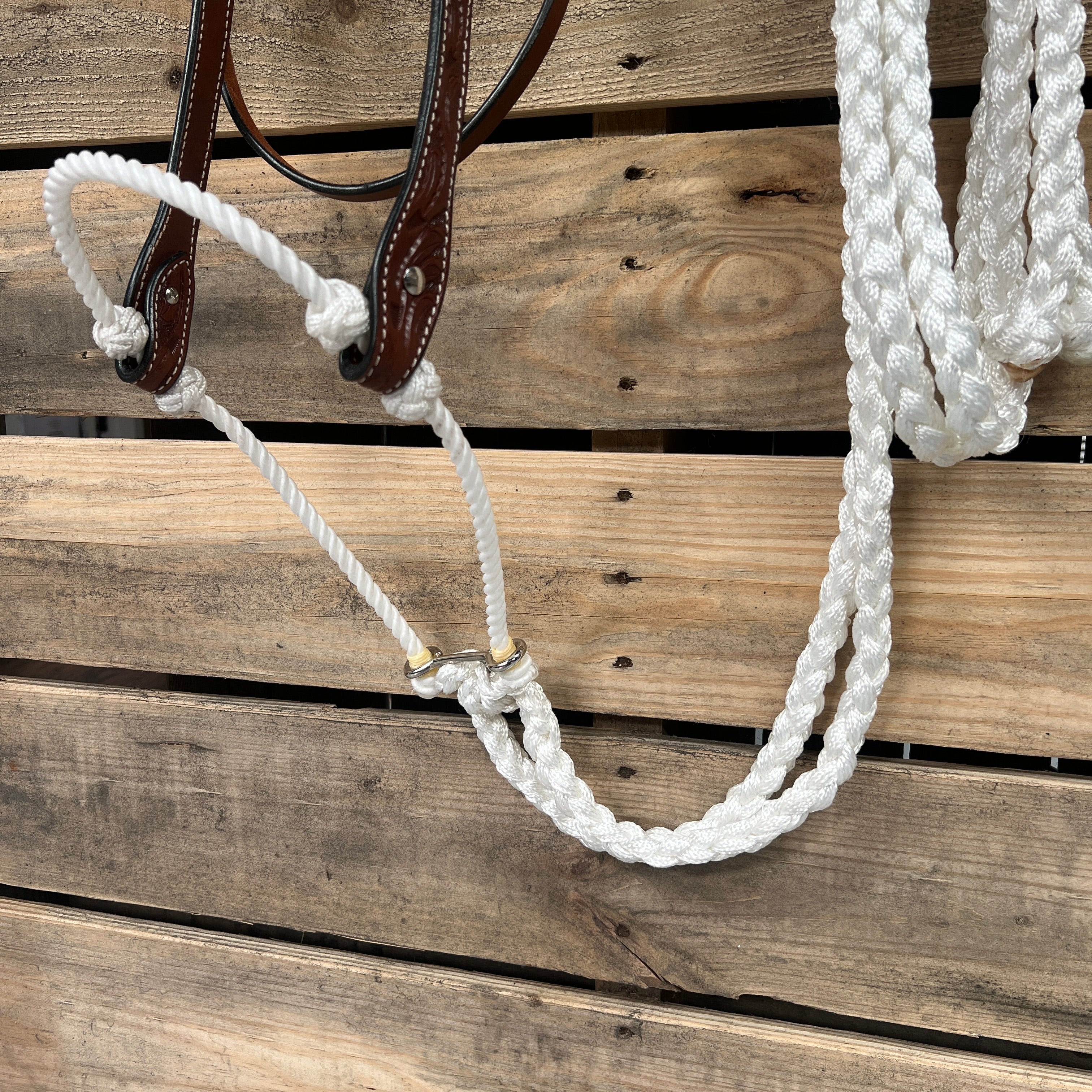Medium Oil Floral V-Brow White Loping Hackamore #LHK032 — view 2