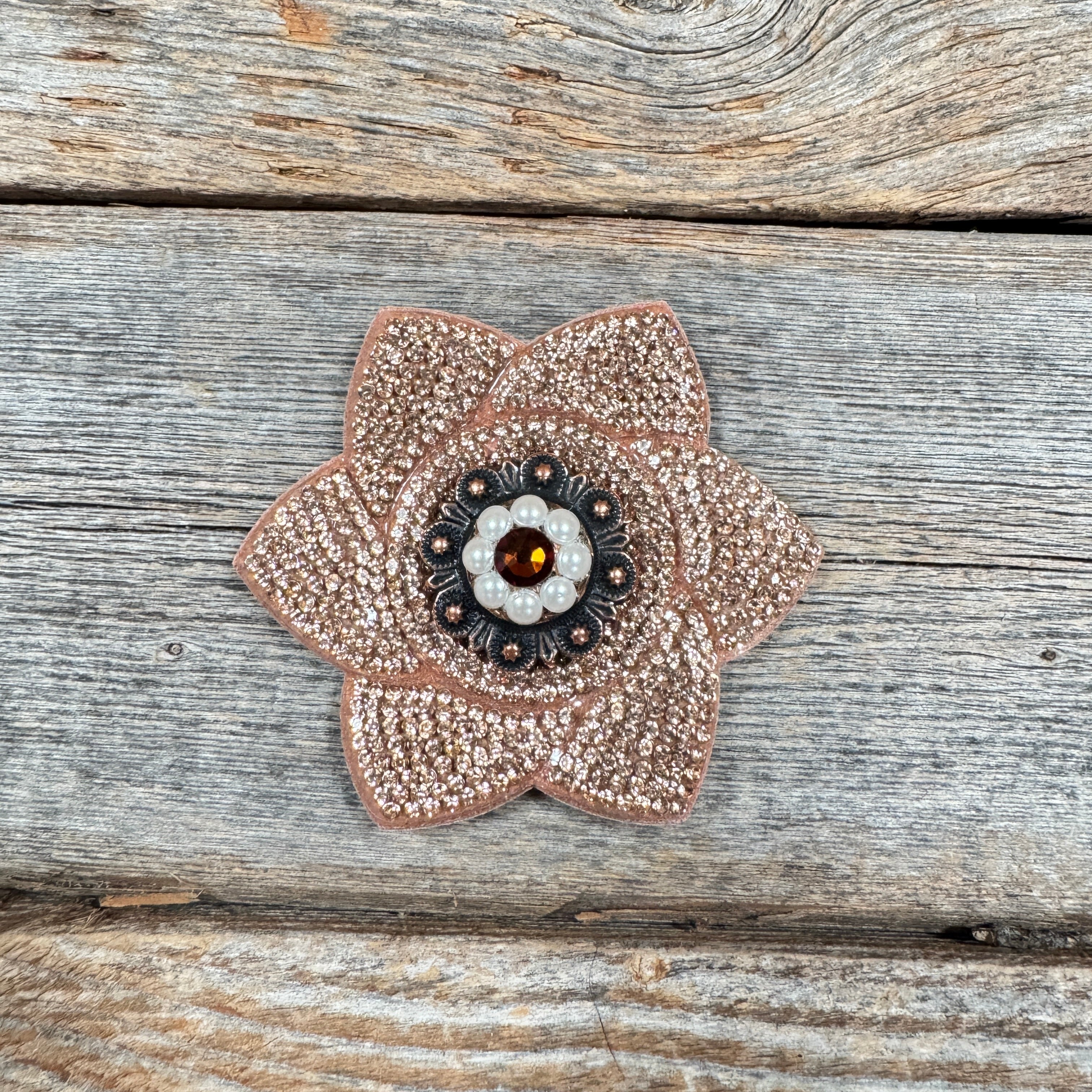 Copper Pointed Flower Rhinestone Rosette - Assorted Conchos — view 6