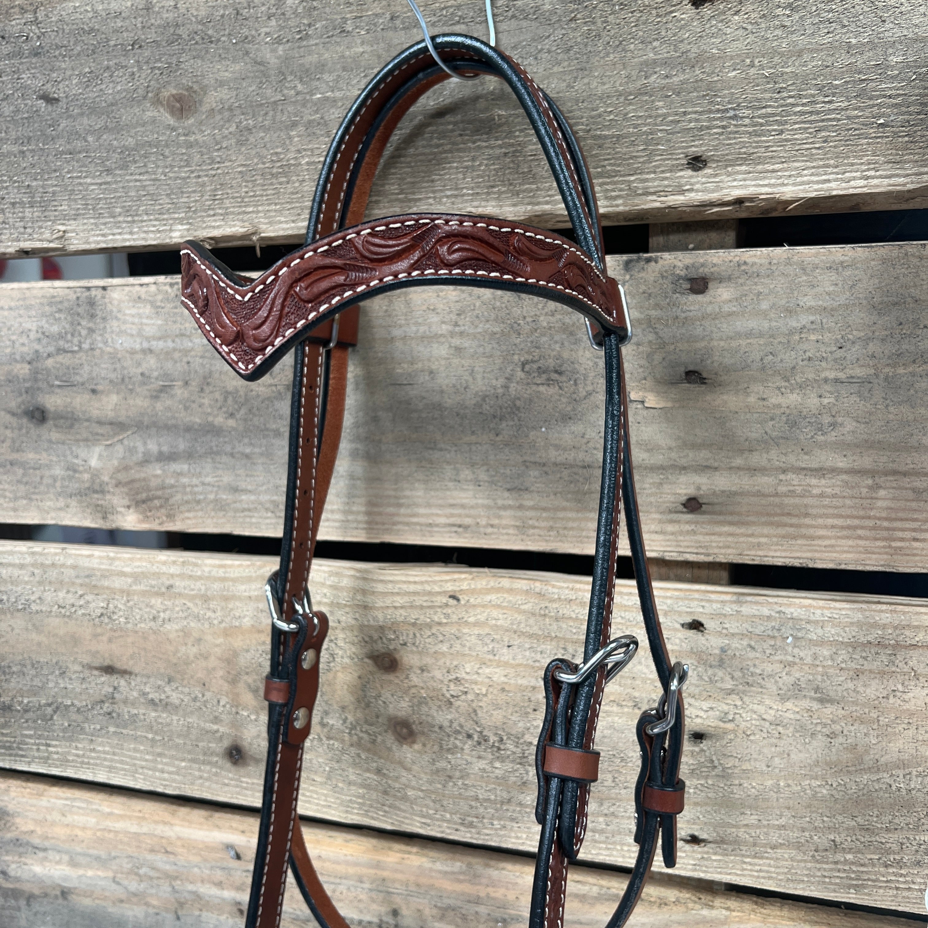 Medium Oil Floral V-Brow White Loping Hackamore #LHK032 — view 3