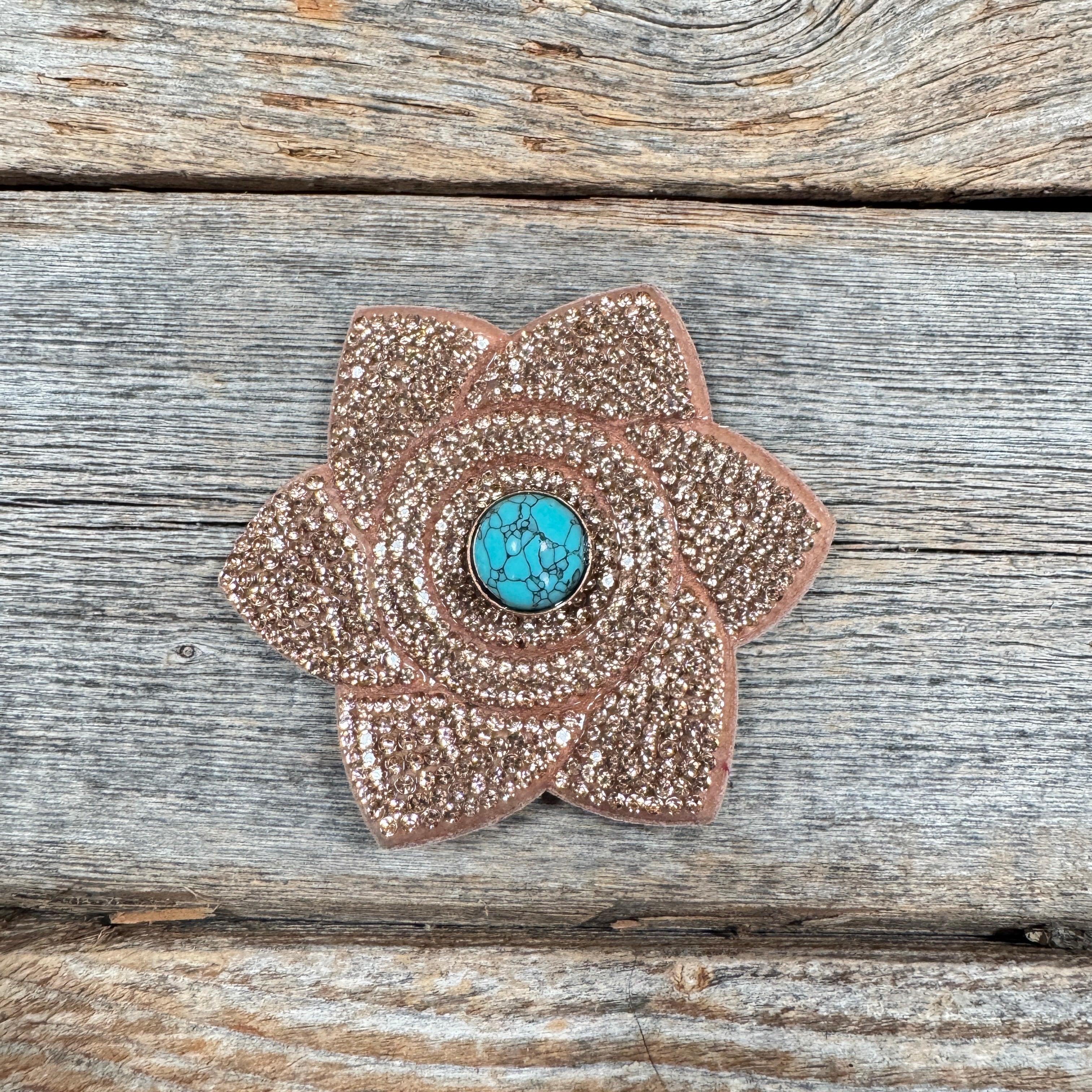 Copper Pointed Flower Rhinestone Rosette - Assorted Conchos — view 4