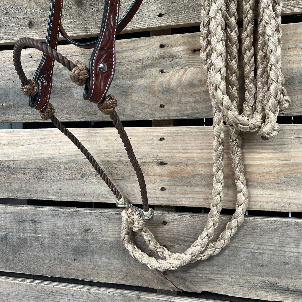 Medium Oil Floral V-Brow Tan Loping Hackamore #LHK033 — view 2