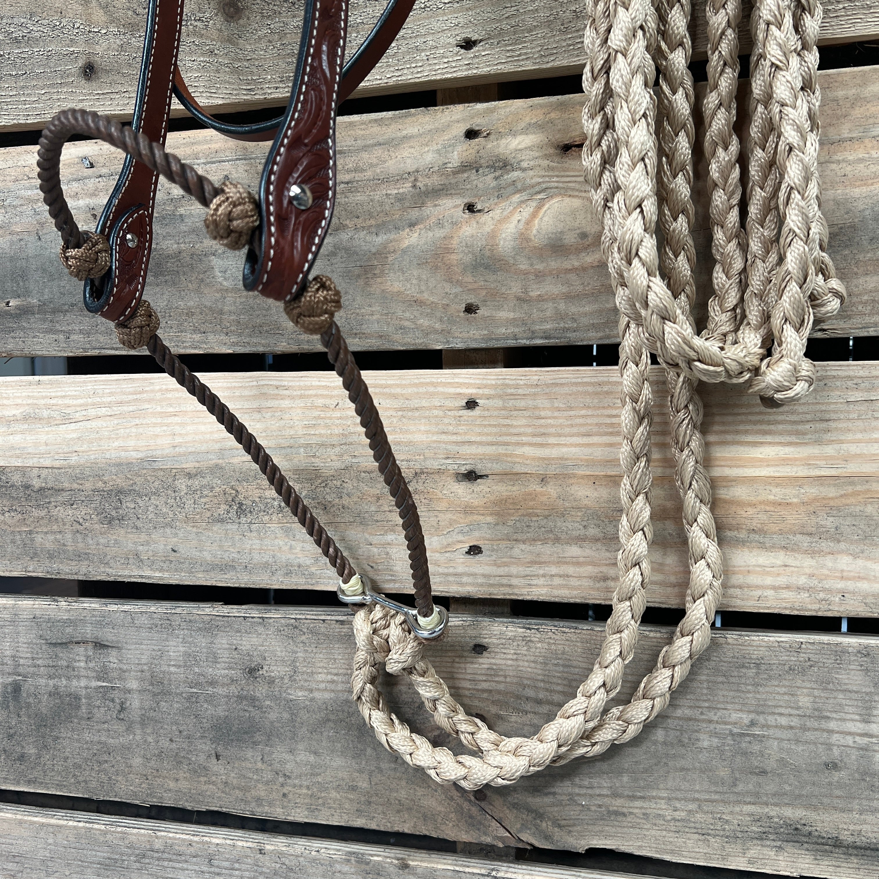 Medium Oil Floral V-Brow Tan Loping Hackamore #LHK033 — view 2