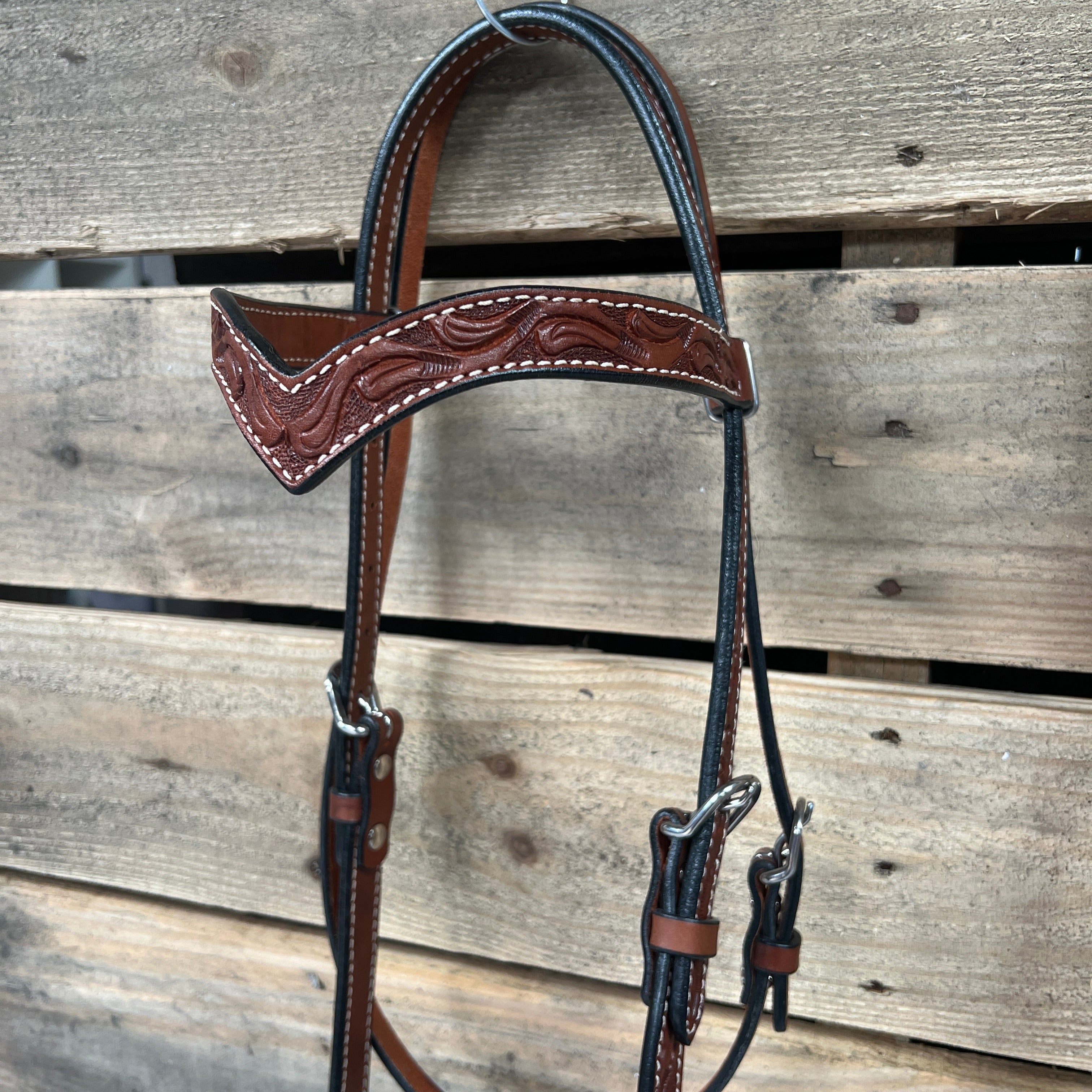 Medium Oil Floral V-Brow Tan Loping Hackamore #LHK033 — view 3