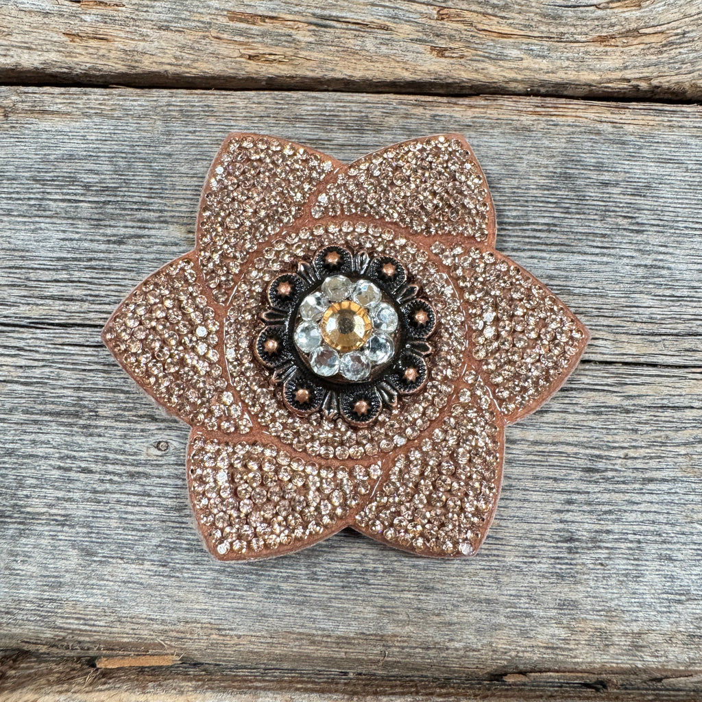 Copper Pointed Flower Rhinestone Rosette - Assorted Conchos — view 2