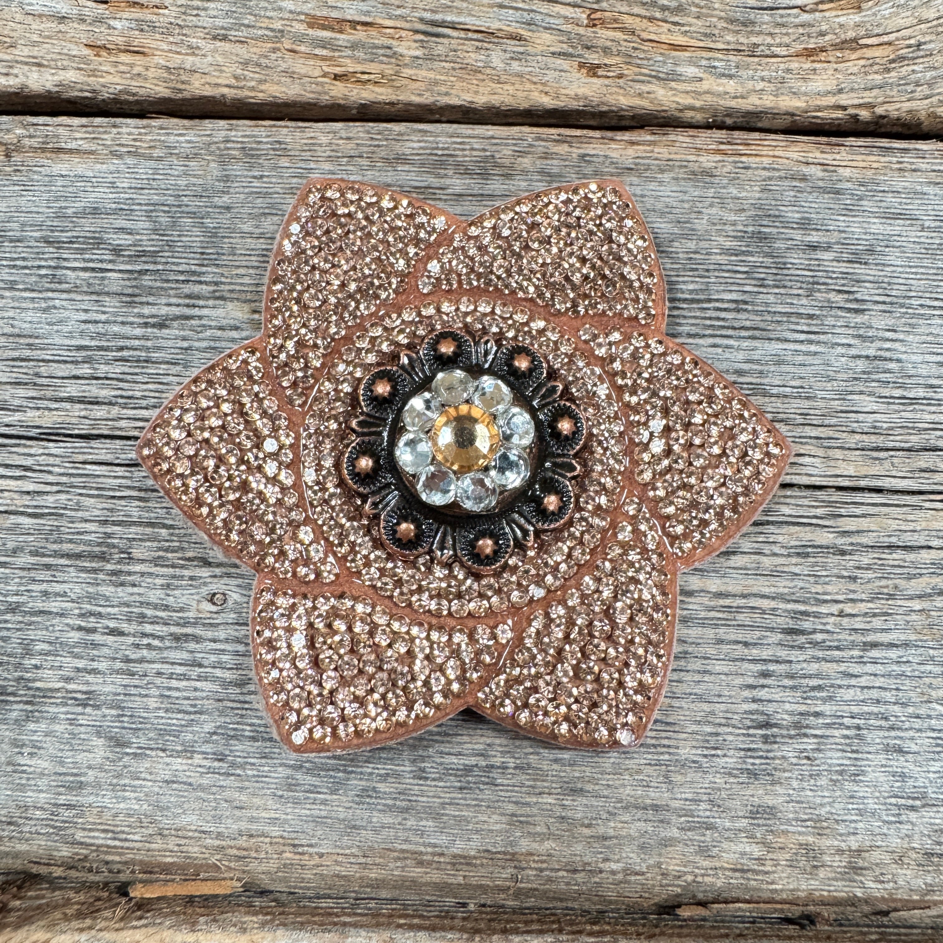 Copper Pointed Flower Rhinestone Rosette - Assorted Conchos — view 2