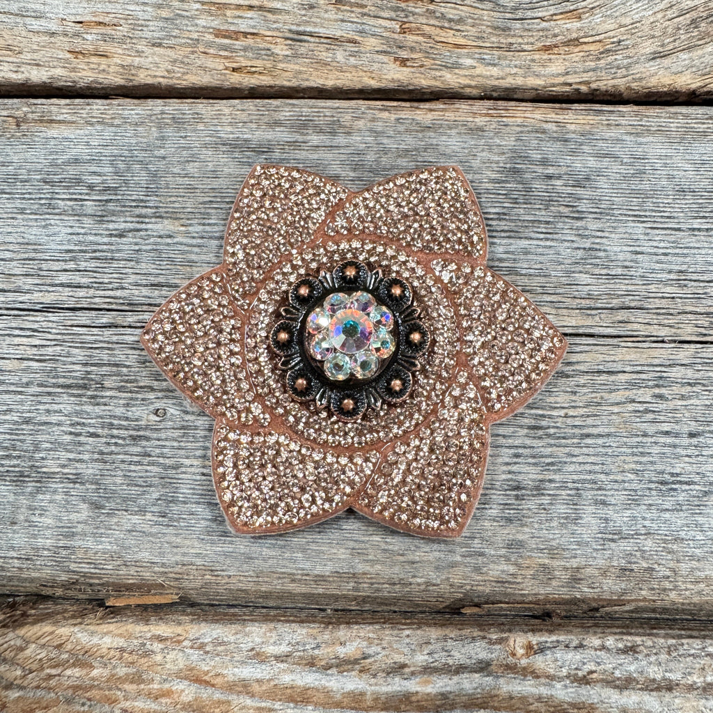 Copper Pointed Flower Rhinestone Rosette - Assorted Conchos — view 3