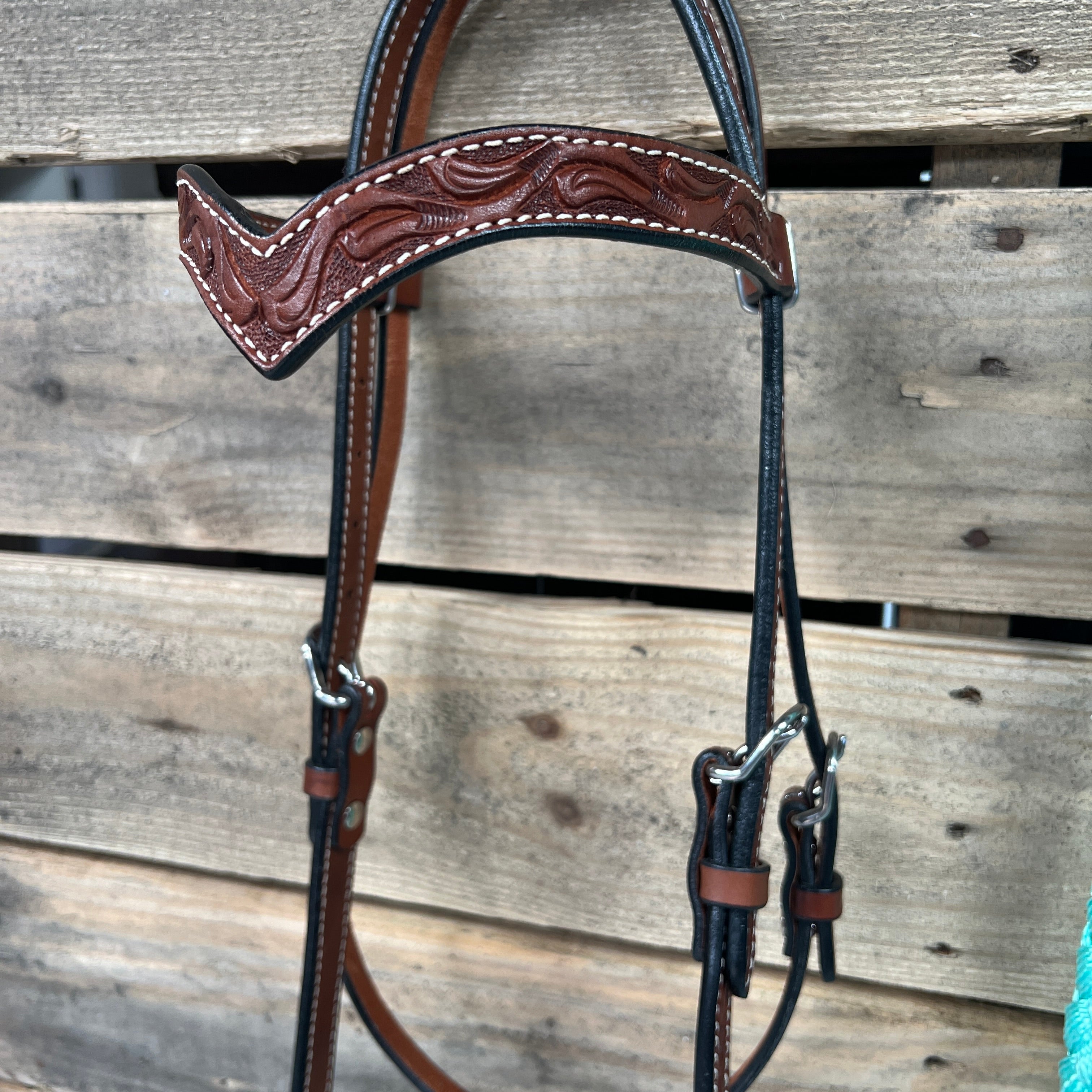Medium Oil Floral V-Brow Turquoise Loping Hackamore #LHK034 — view 3