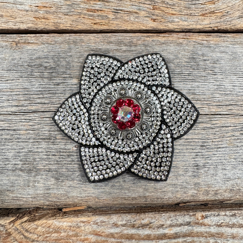 Black Pointed Flower Rhinestone Rosette - Assorted Conchos — view 6