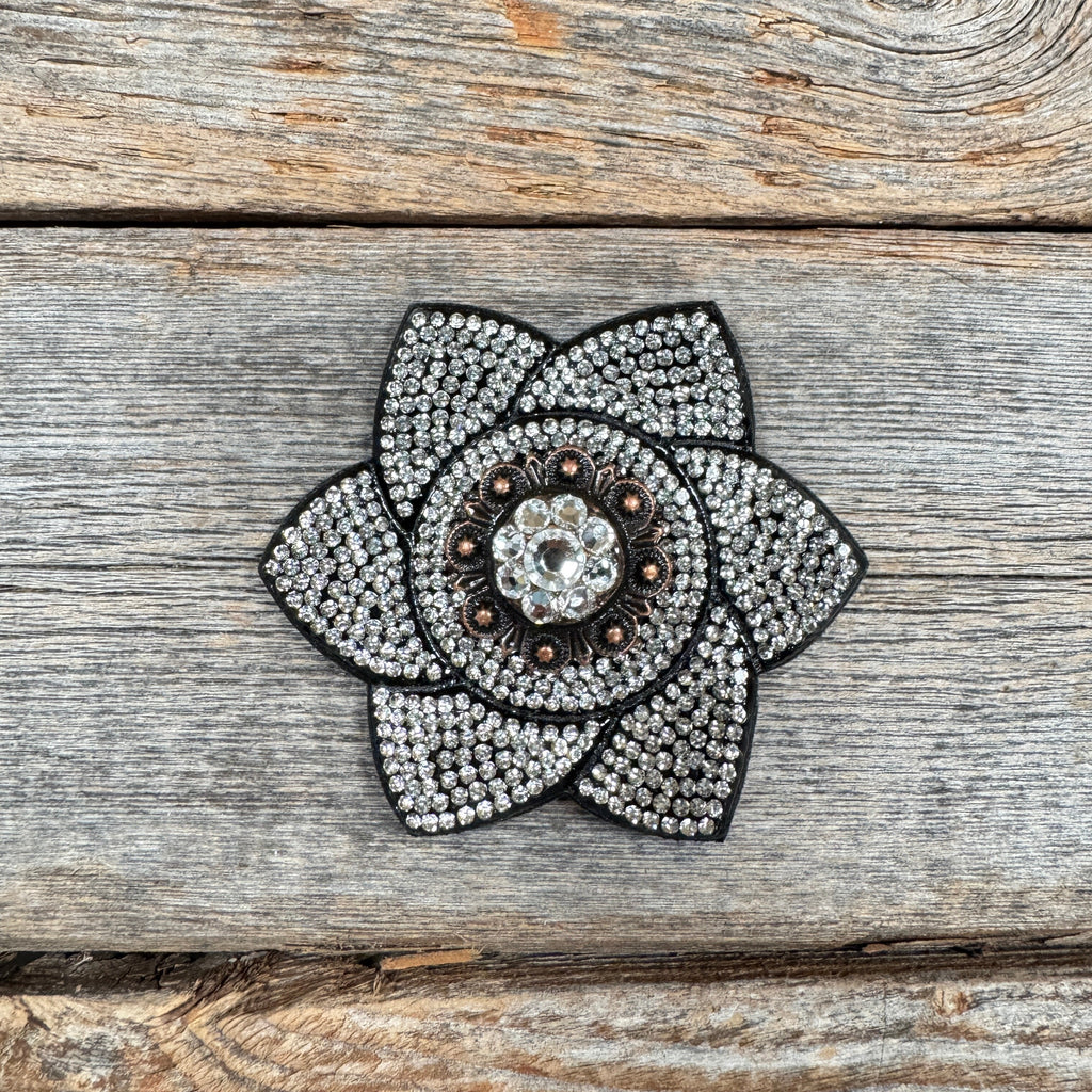 Black Pointed Flower Rhinestone Rosette - Assorted Conchos — view 7