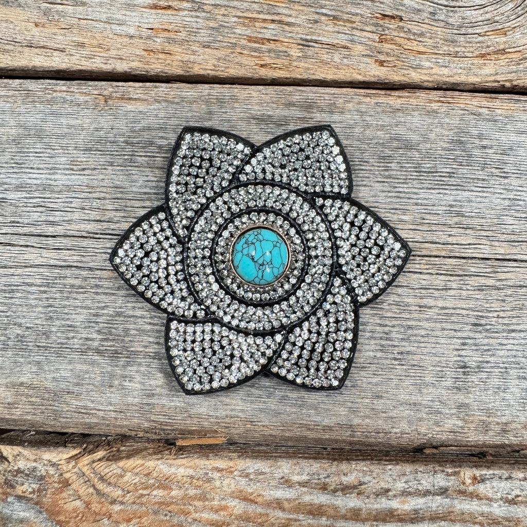 Black Pointed Flower Rhinestone Rosette - Assorted Conchos — view 4