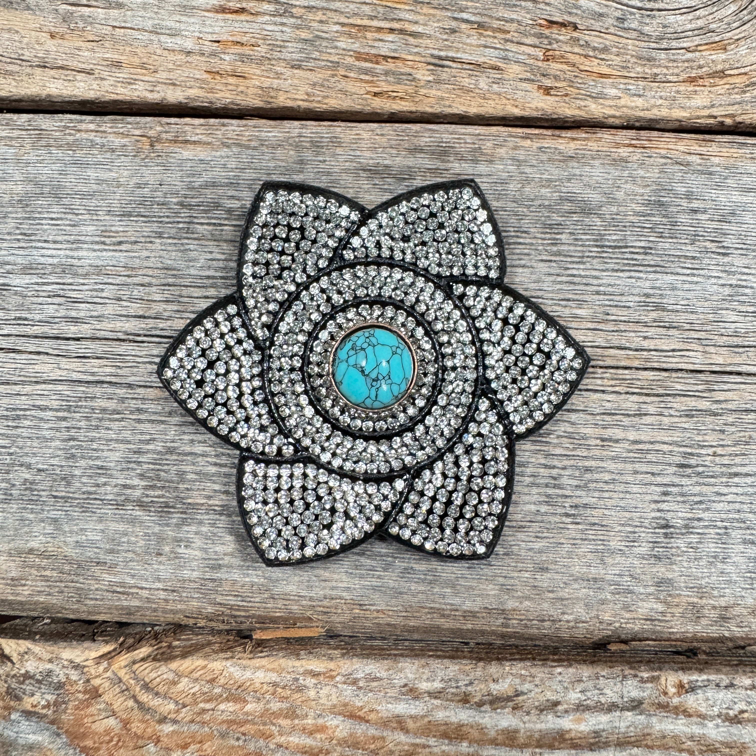 Black Pointed Flower Rhinestone Rosette - Assorted Conchos — view 4