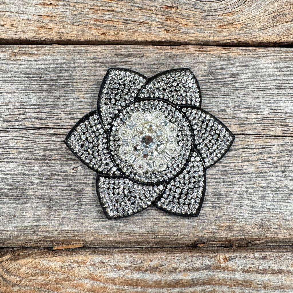 Black Pointed Flower Rhinestone Rosette - Assorted Conchos — view 5
