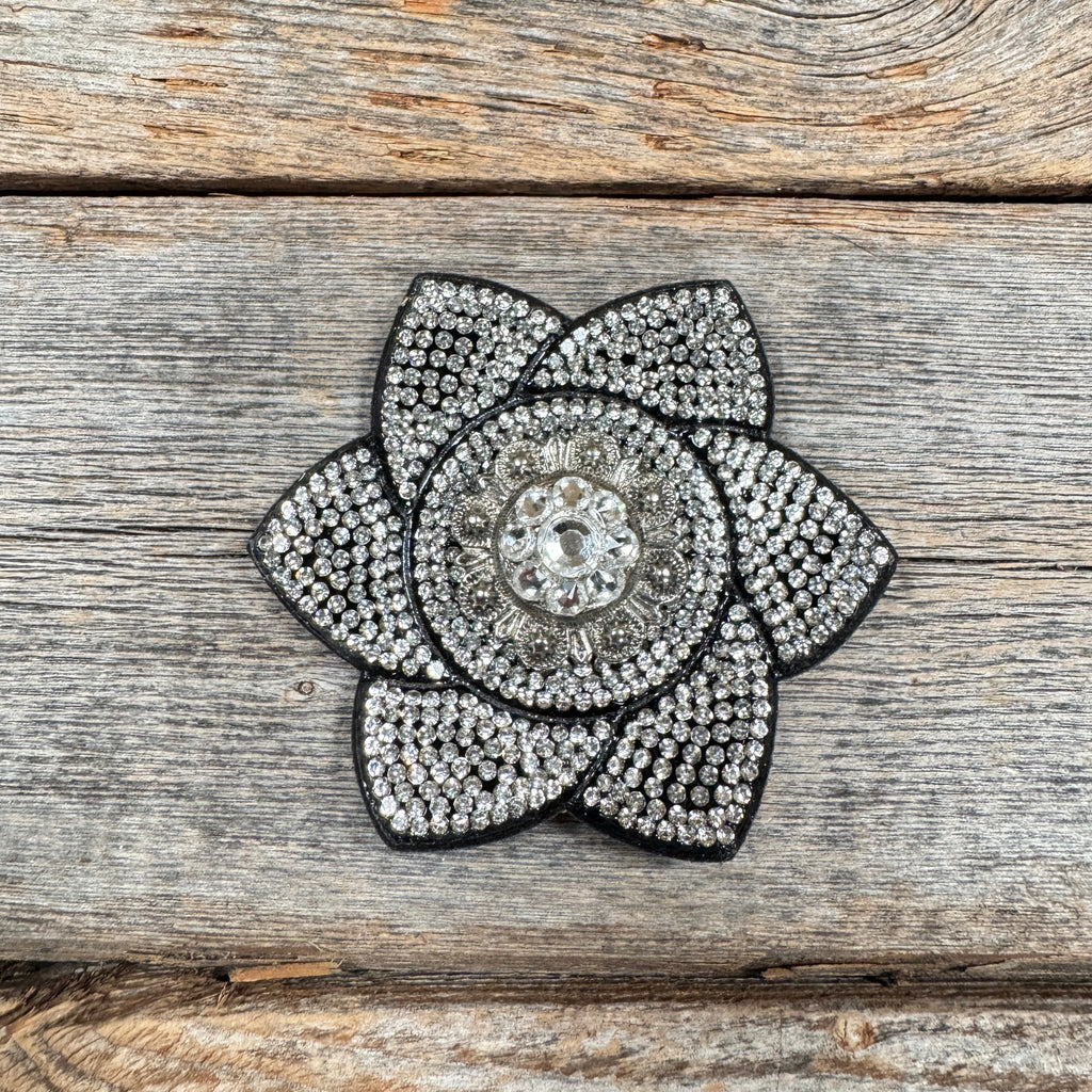 Black Pointed Flower Rhinestone Rosette - Assorted Conchos — view 2