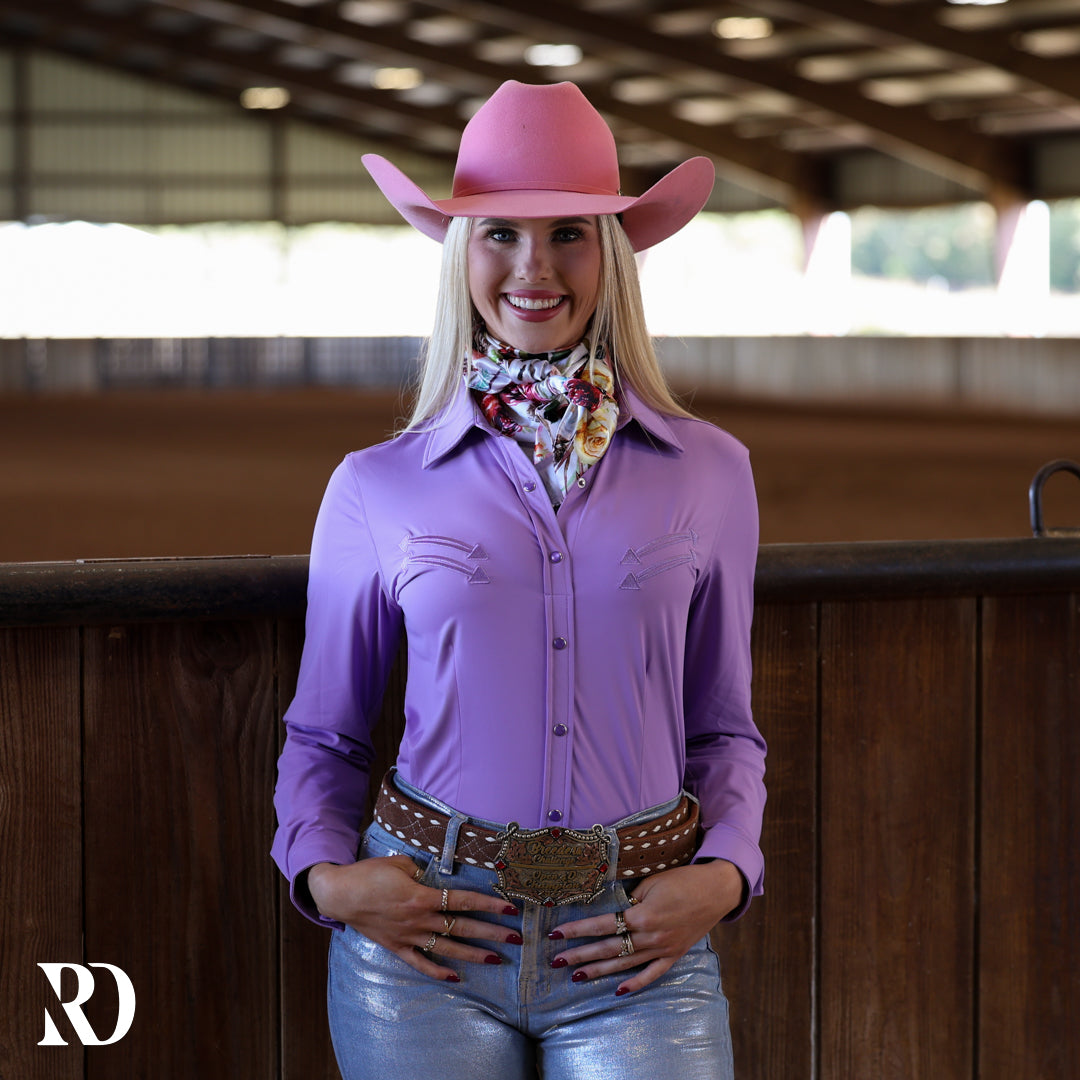 Purple Stitched Performance Rodeo Shirt