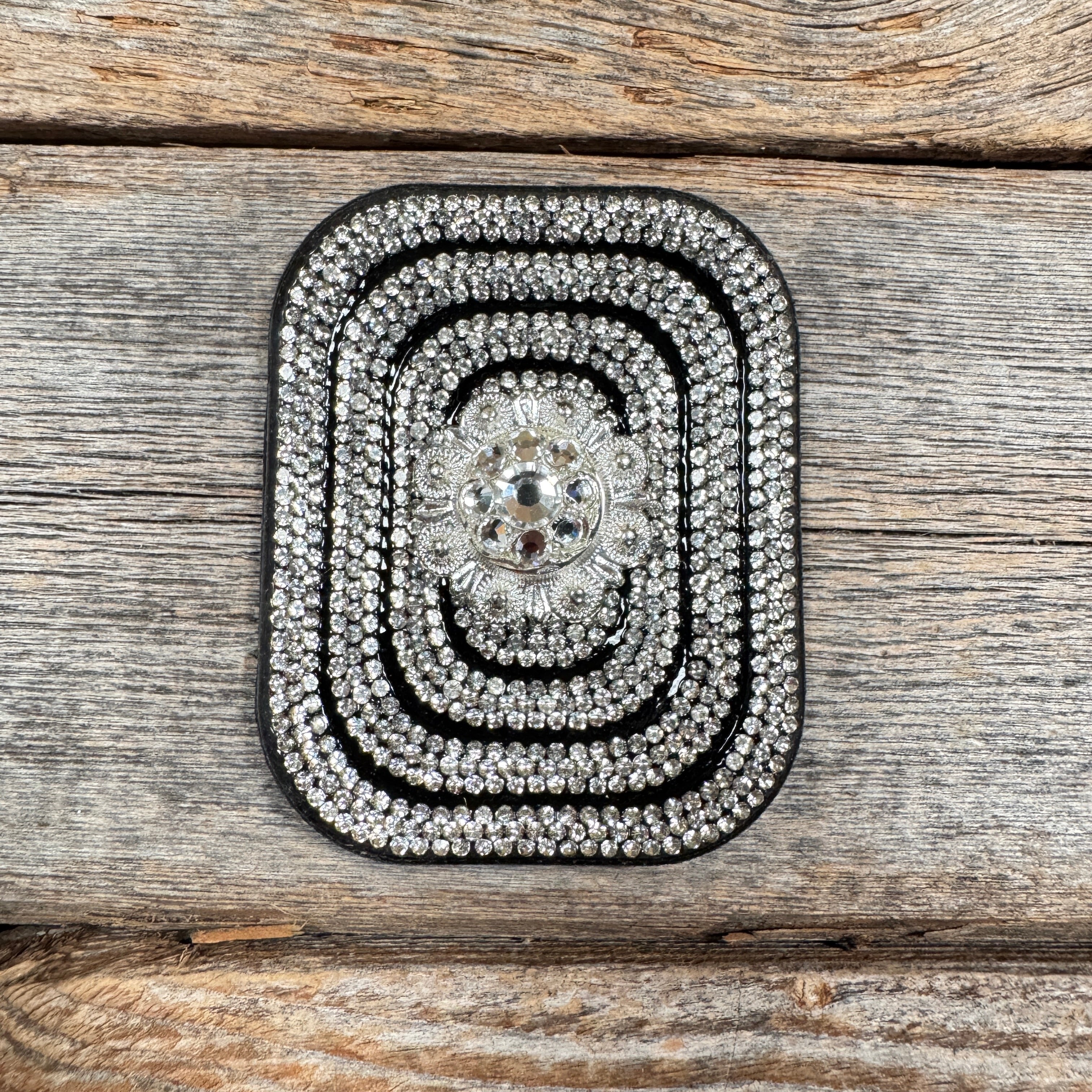 Black Rectangle Rhinestone Rosette - Assorted Conchos — view 7