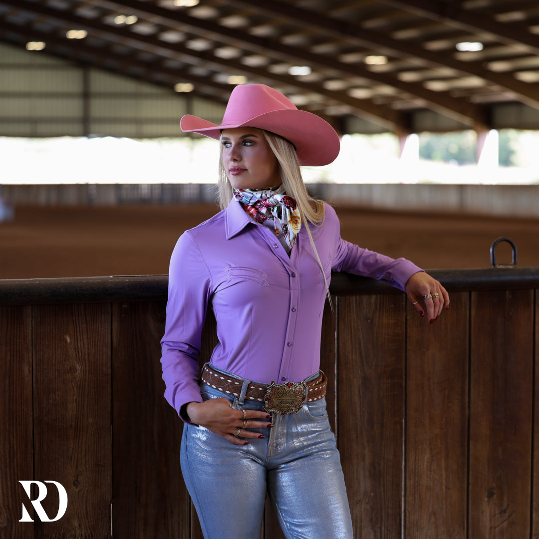Purple Stitched Performance Rodeo Shirt — view 3