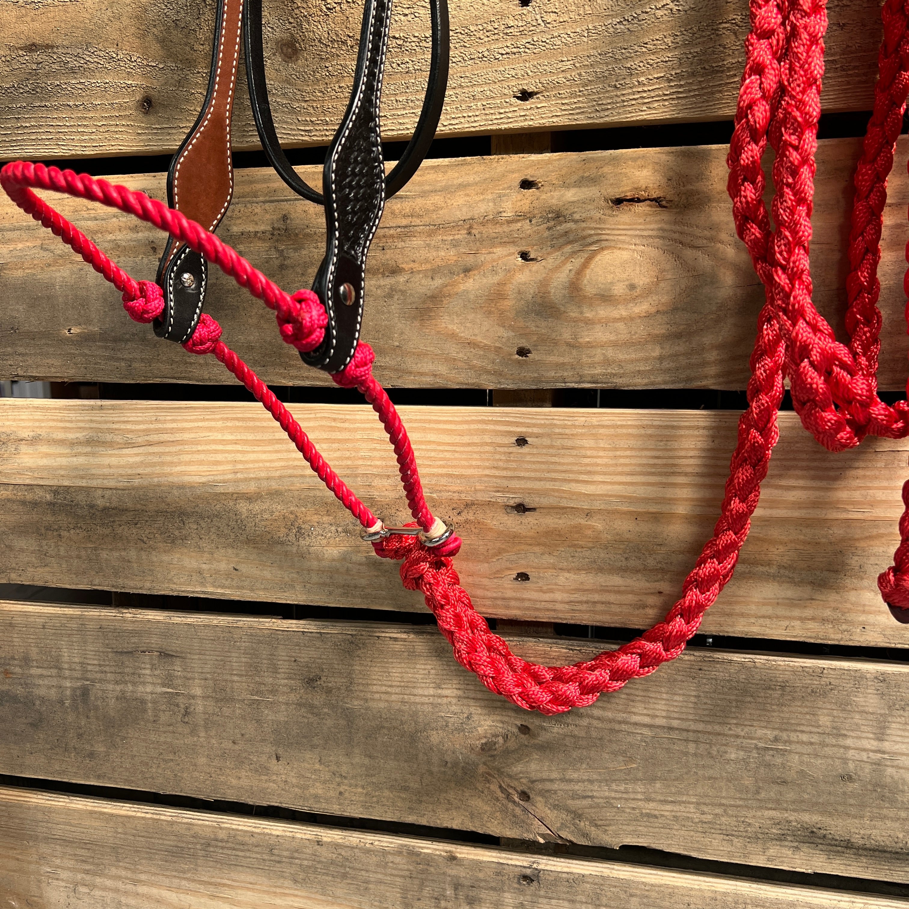Black Basketweave Red Loping Hackamore #LHK002 — view 2