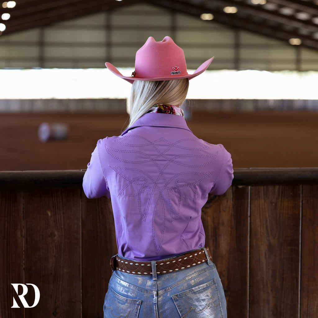Purple Stitched Performance Rodeo Shirt — view 2
