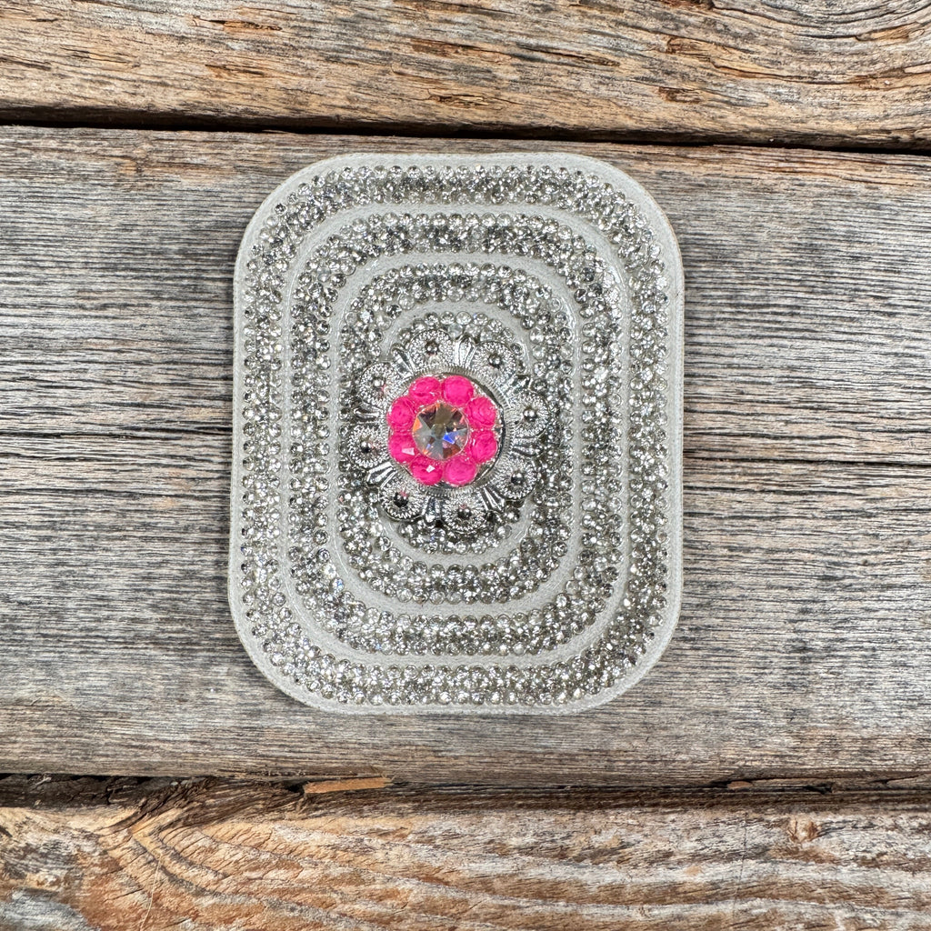 White Rectangle Rhinestone Rosette - Assorted Conchos — view 7
