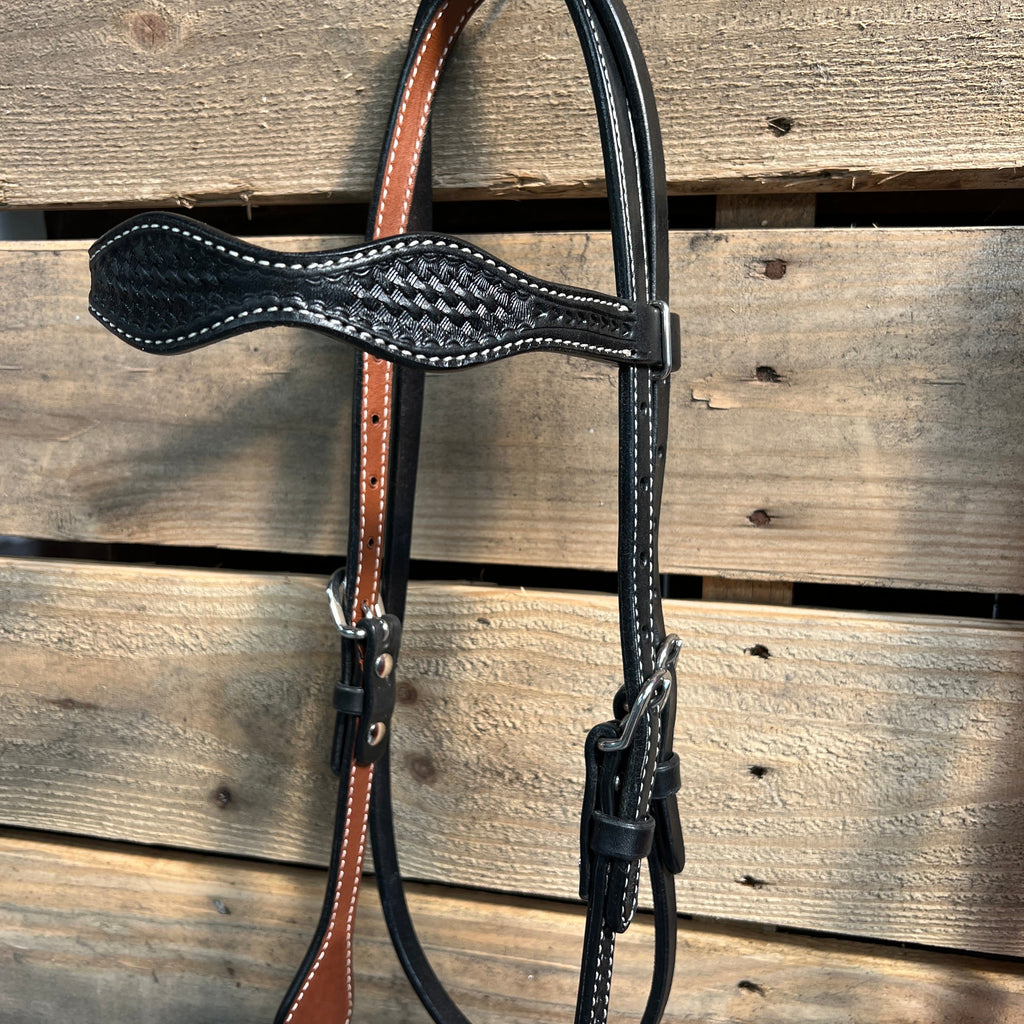 Black Basketweave Red Loping Hackamore #LHK002 — view 3