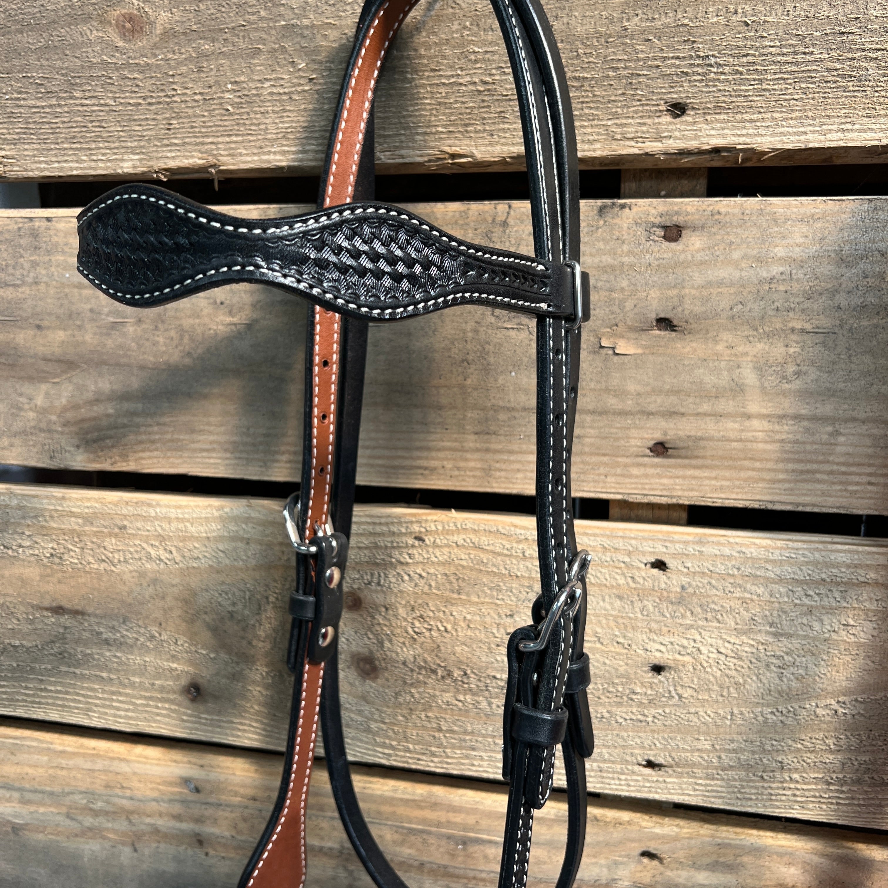 Black Basketweave Red Loping Hackamore #LHK002 — view 3