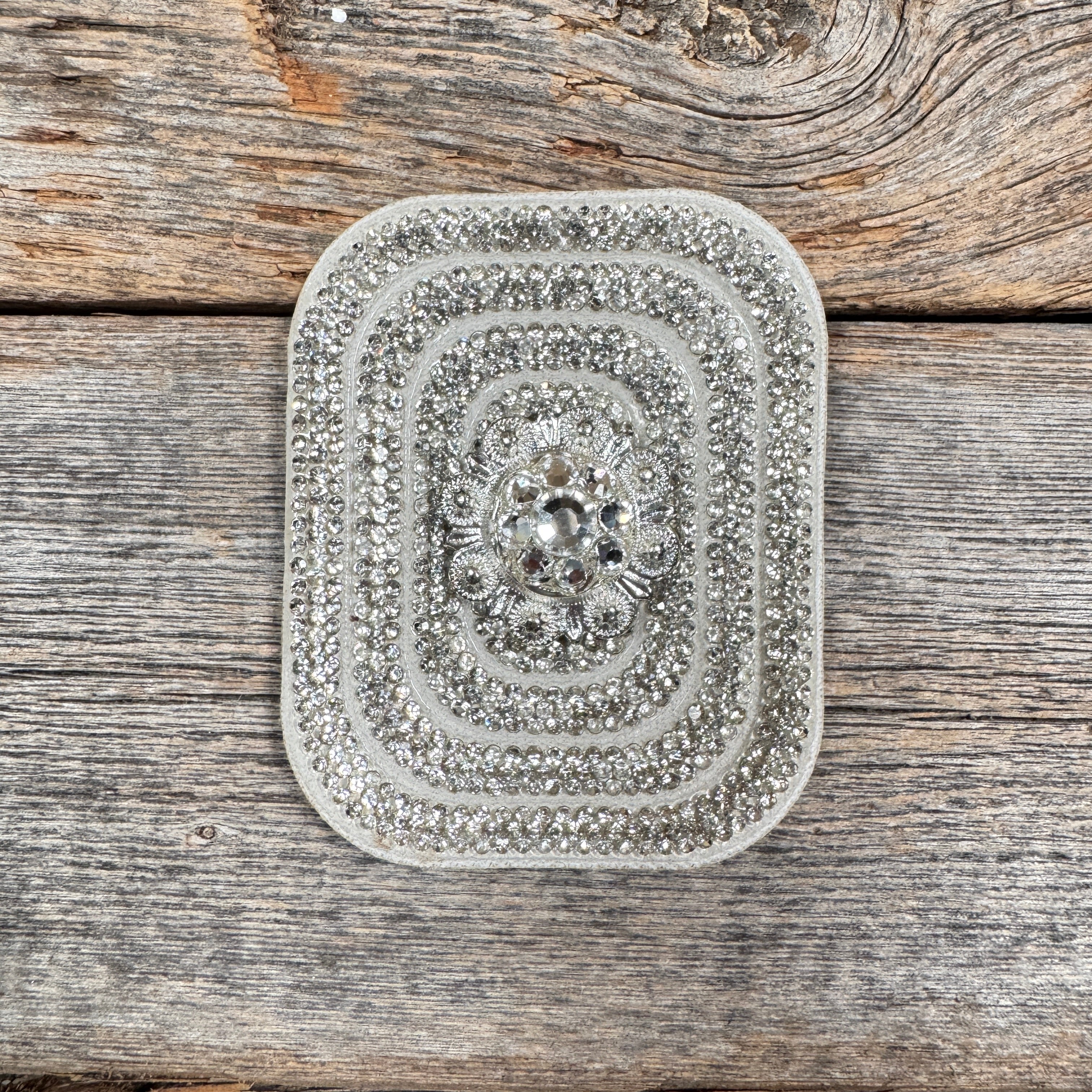 White Rectangle Rhinestone Rosette - Assorted Conchos — view 5