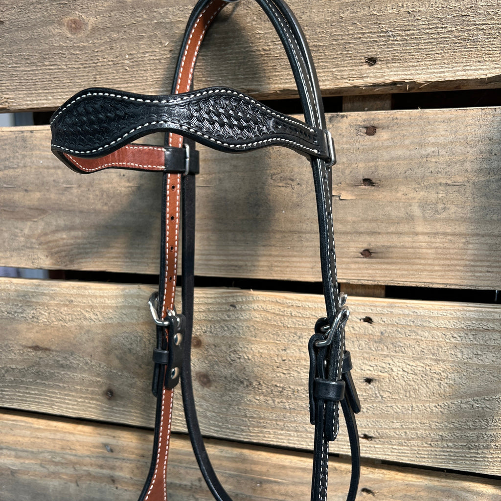 Black Basketweave Blue Loping Hackamore #LHK003 — view 3