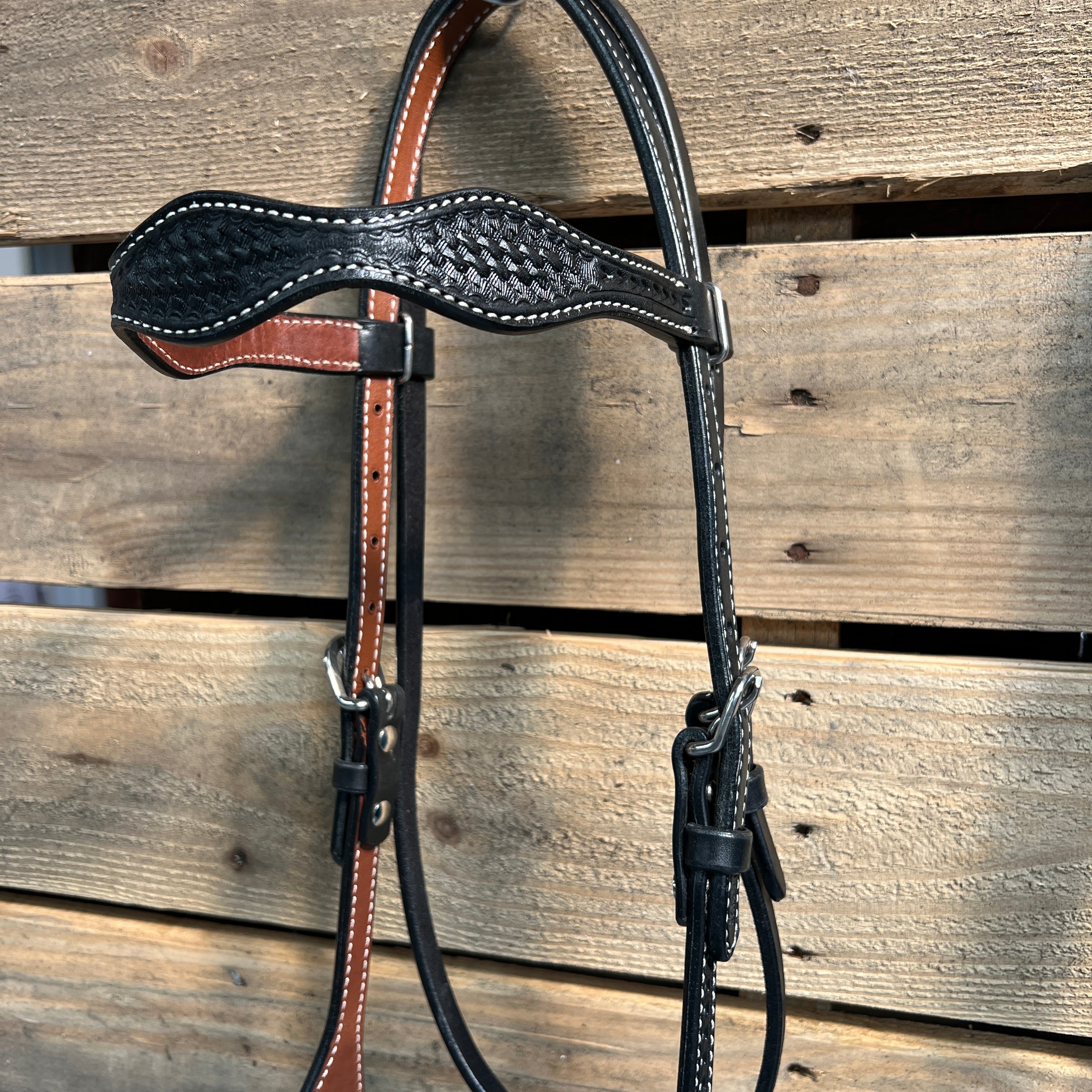 Black Basketweave Blue Loping Hackamore #LHK003 — view 3