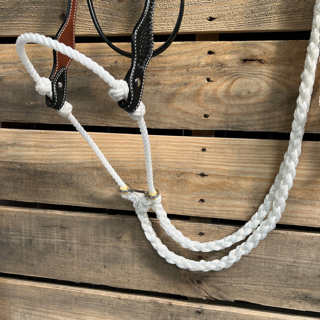 Black Basketweave White Loping Hackamore #LHK004 — view 2