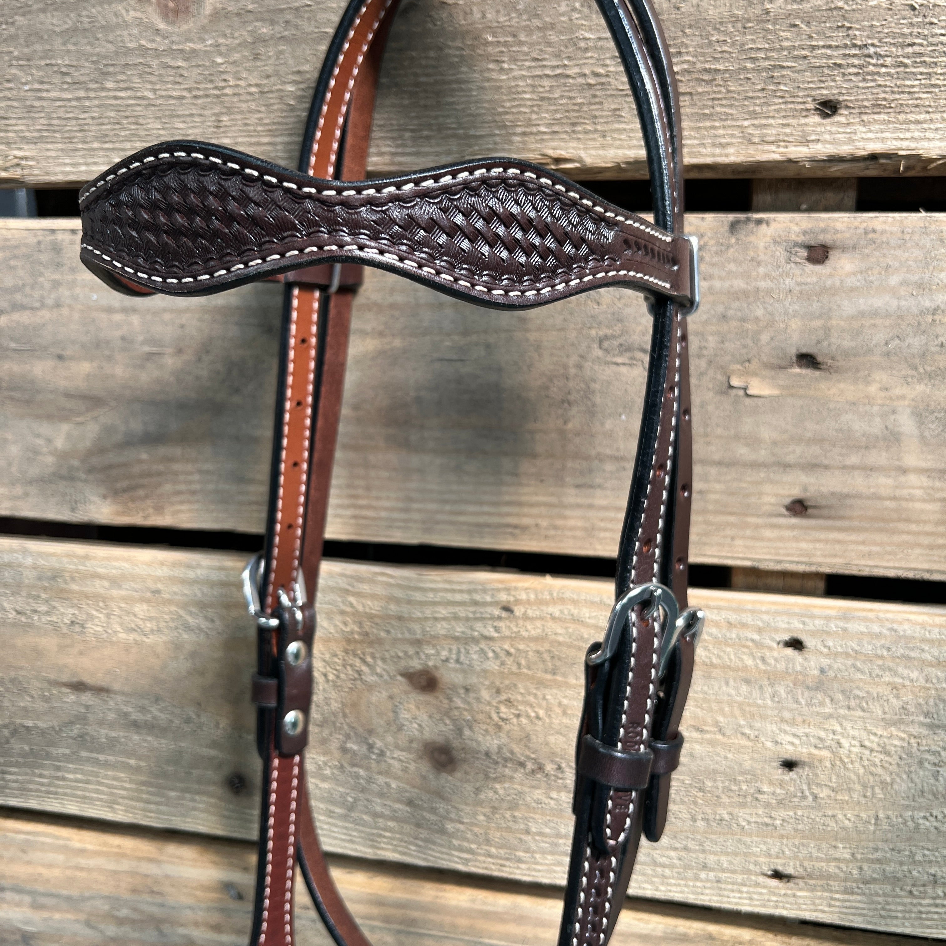 Dark Oil Basketweave Turquoise Loping Hackamore #LHK005 — view 3