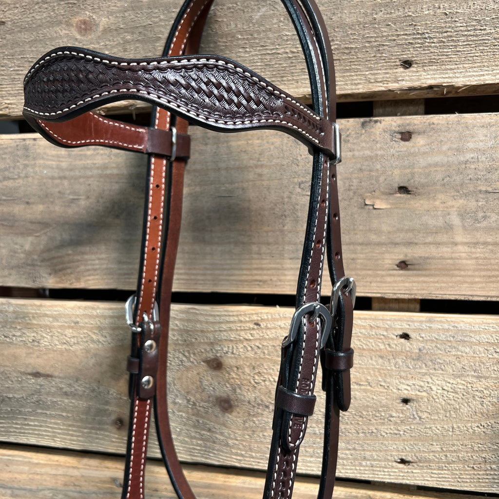 Dark Oil Basketweave Tan Loping Hackamore #LHK006 — view 3