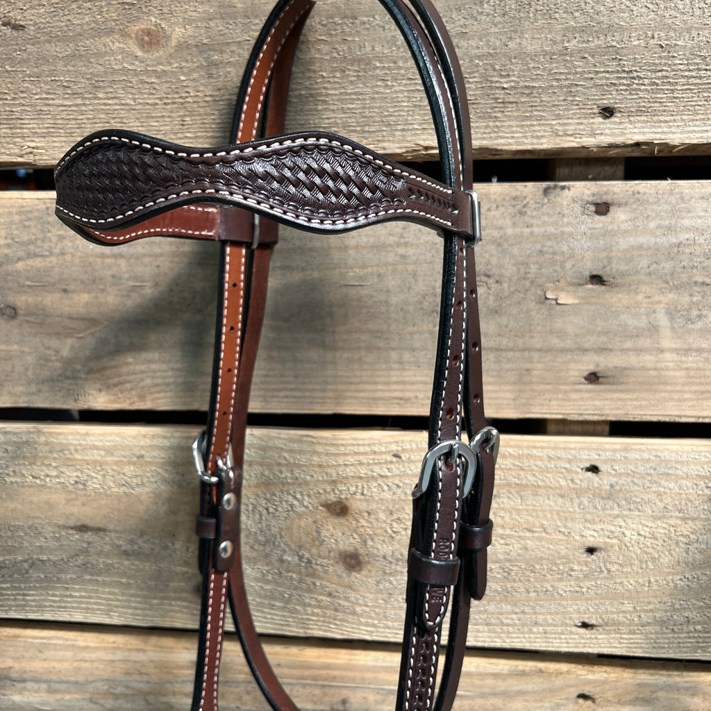 Dark Oil Basketweave White Loping Hackamore #LHK007 — view 3