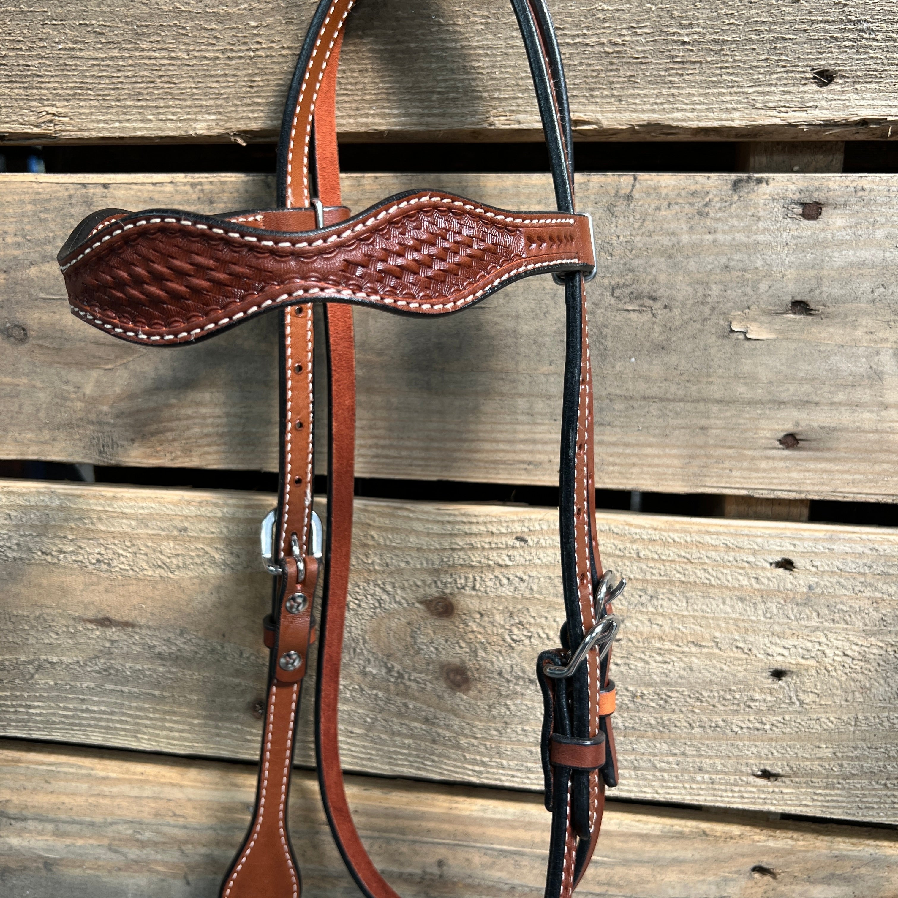 Medium Oil Basketweave Tan Loping Hackamore #LHK008 — view 3