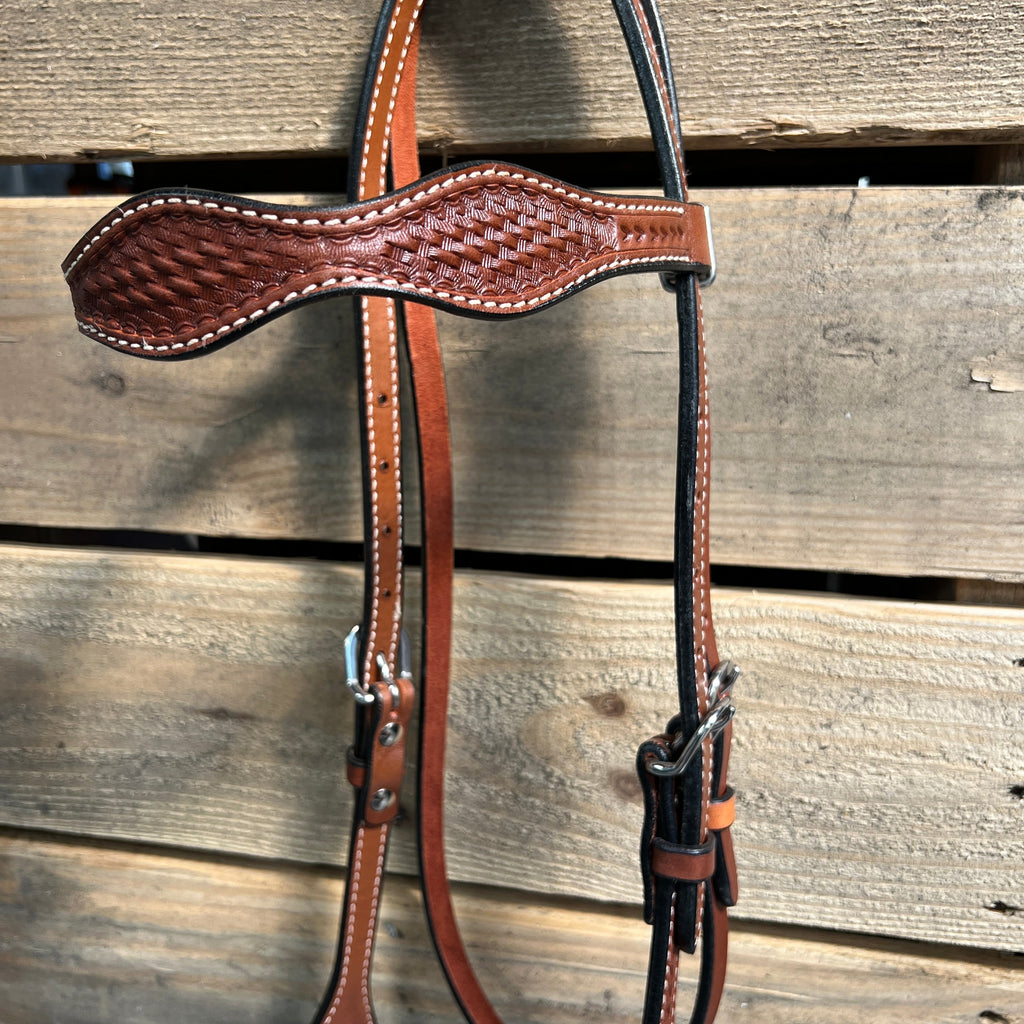 Medium Oil Basketweave Black Loping Hackamore #LHK009 — view 3
