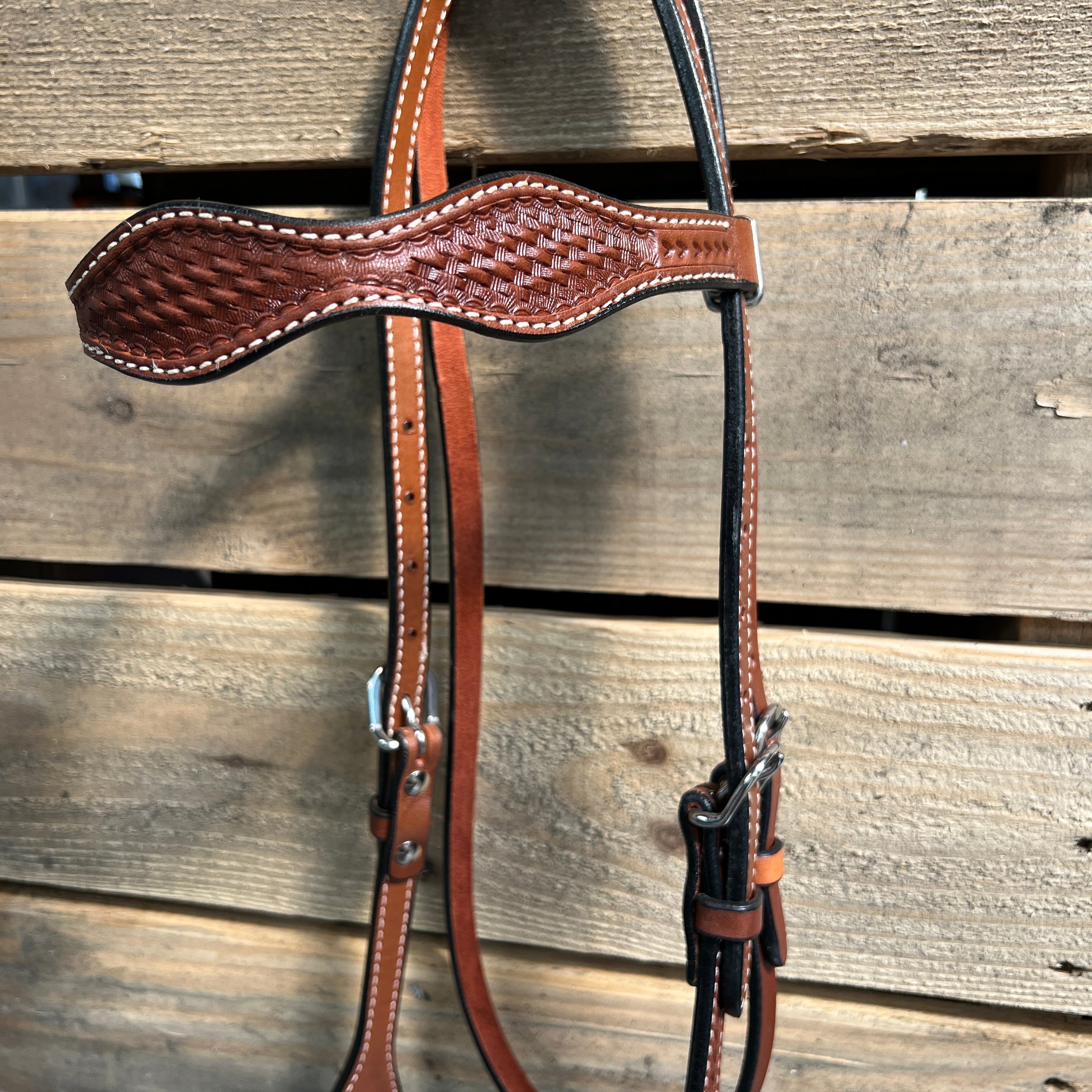 Medium Oil Basketweave Black Loping Hackamore #LHK009 — view 3
