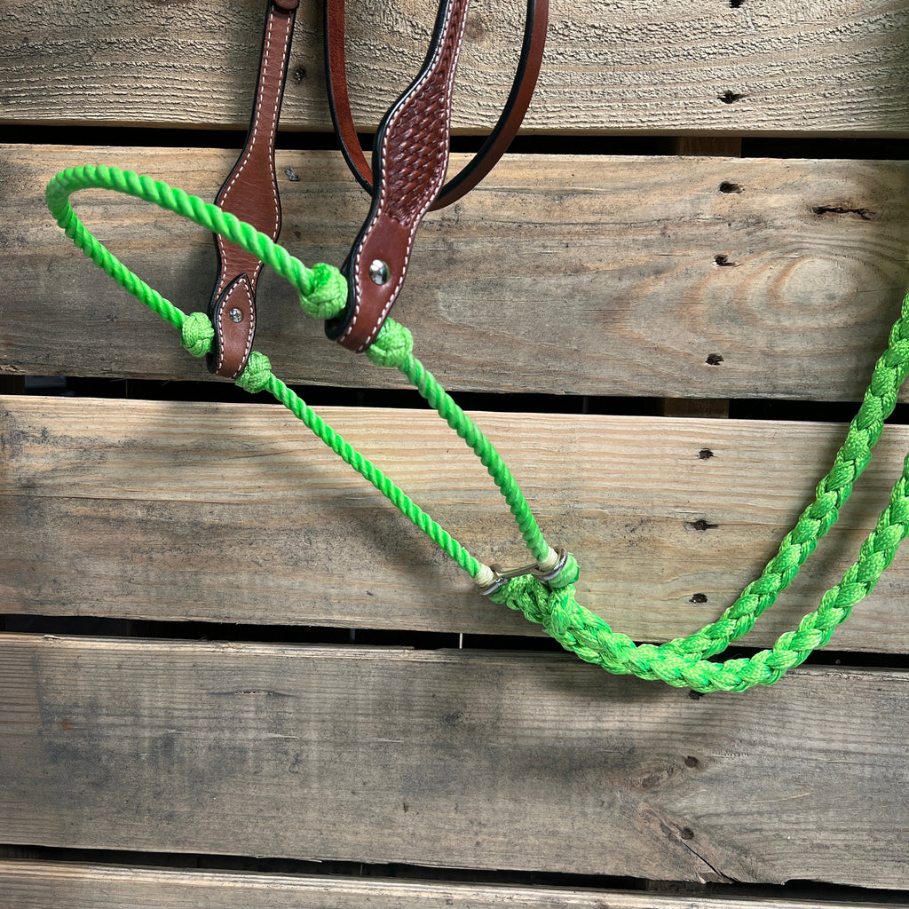Medium Oil Basketweave Lime Loping Hackamore #LHK010 — view 2