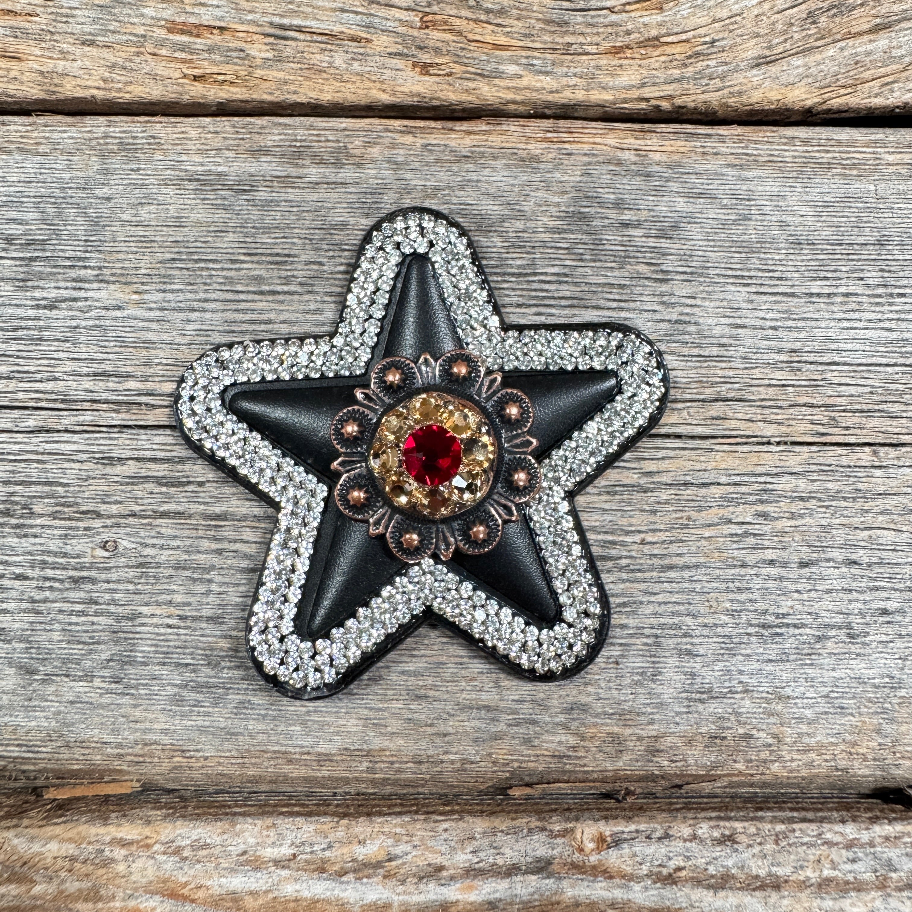 Black Small Star Rhinestone Rosette - Assorted Conchos — view 2