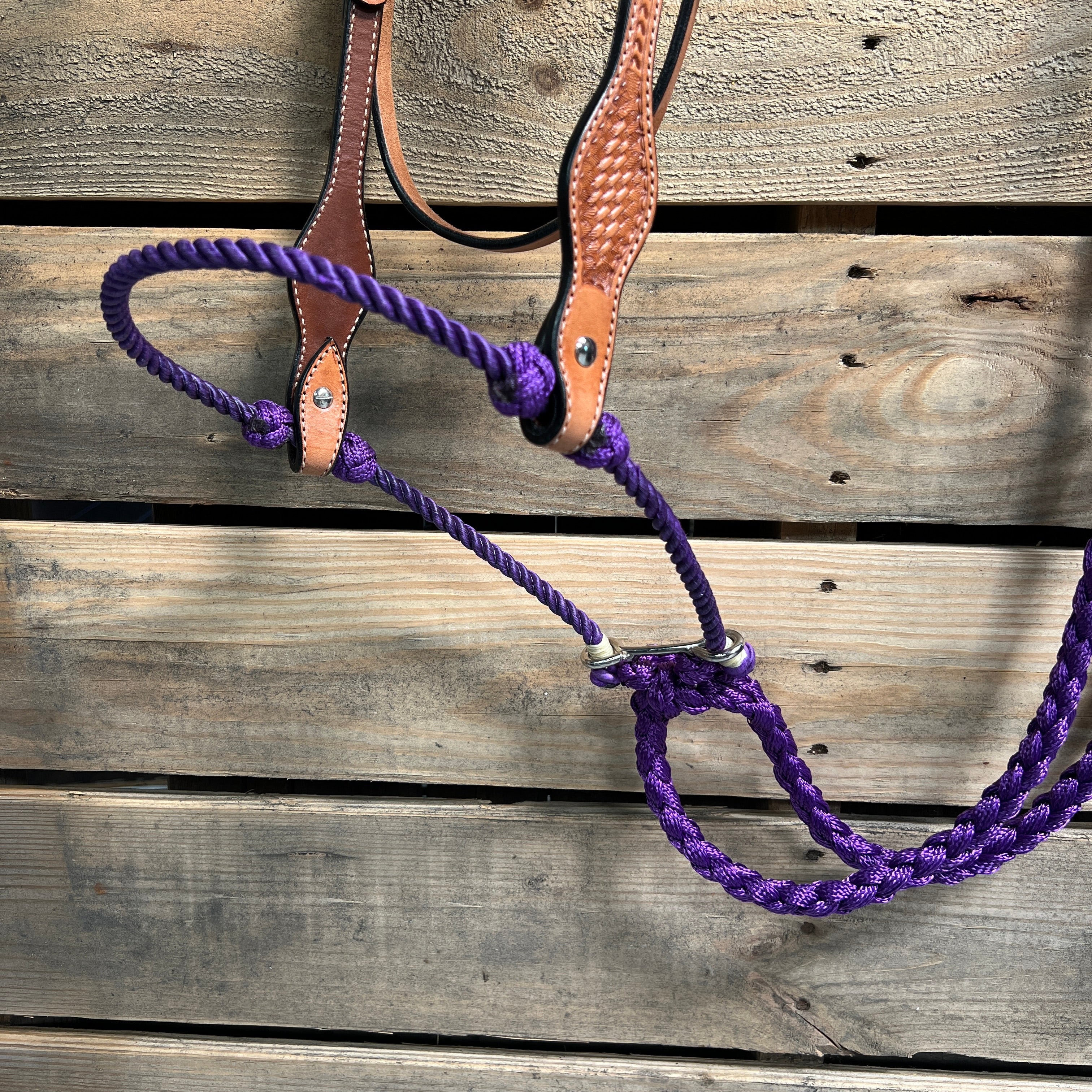 Light Oil Basketweave Purple Loping Hackamore #LHK012 — view 2