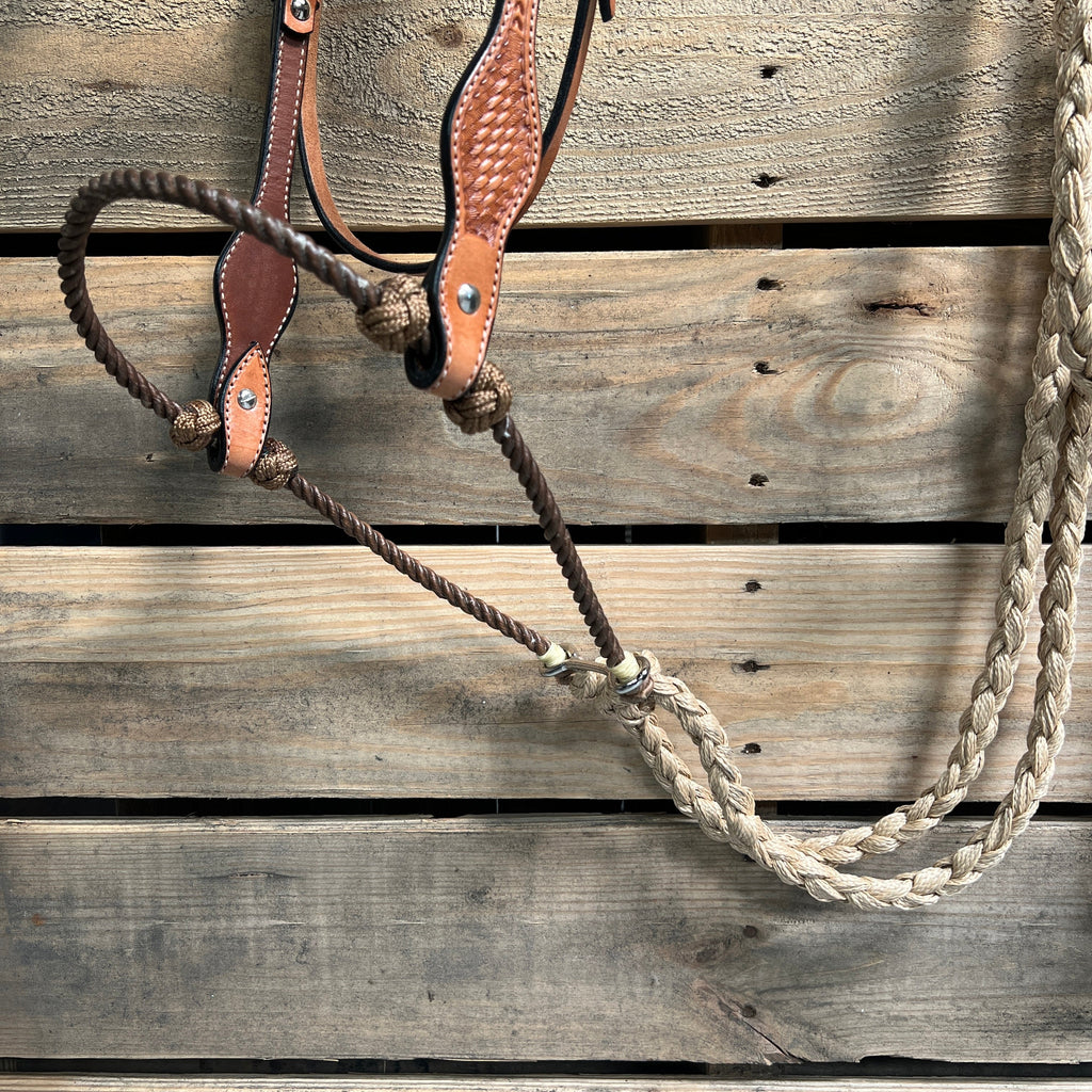 Light Oil Basketweave Tan Loping Hackamore #LHK013 — view 2