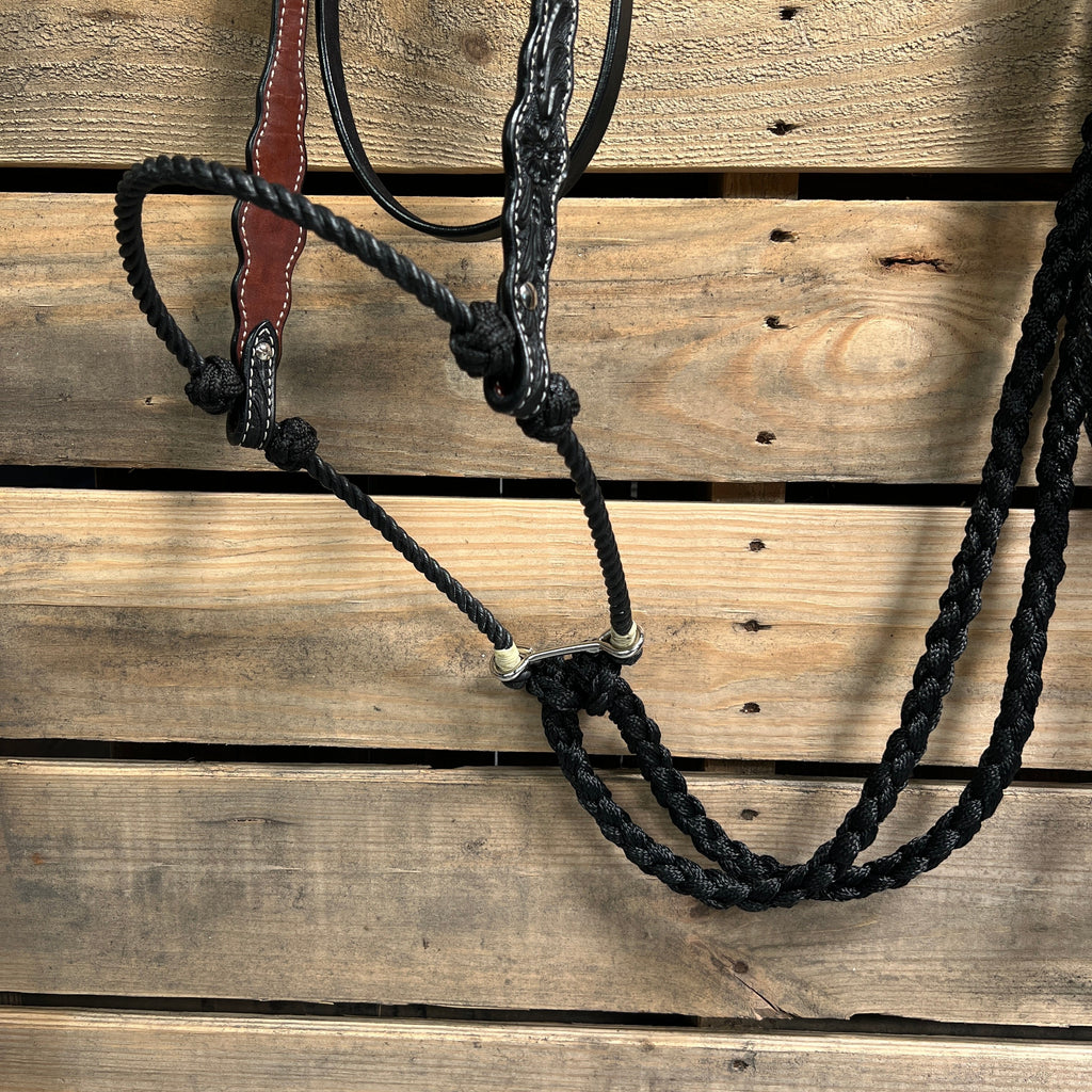 Black Floral Scalloped Black Loping Hackamore #LHK014 — view 2