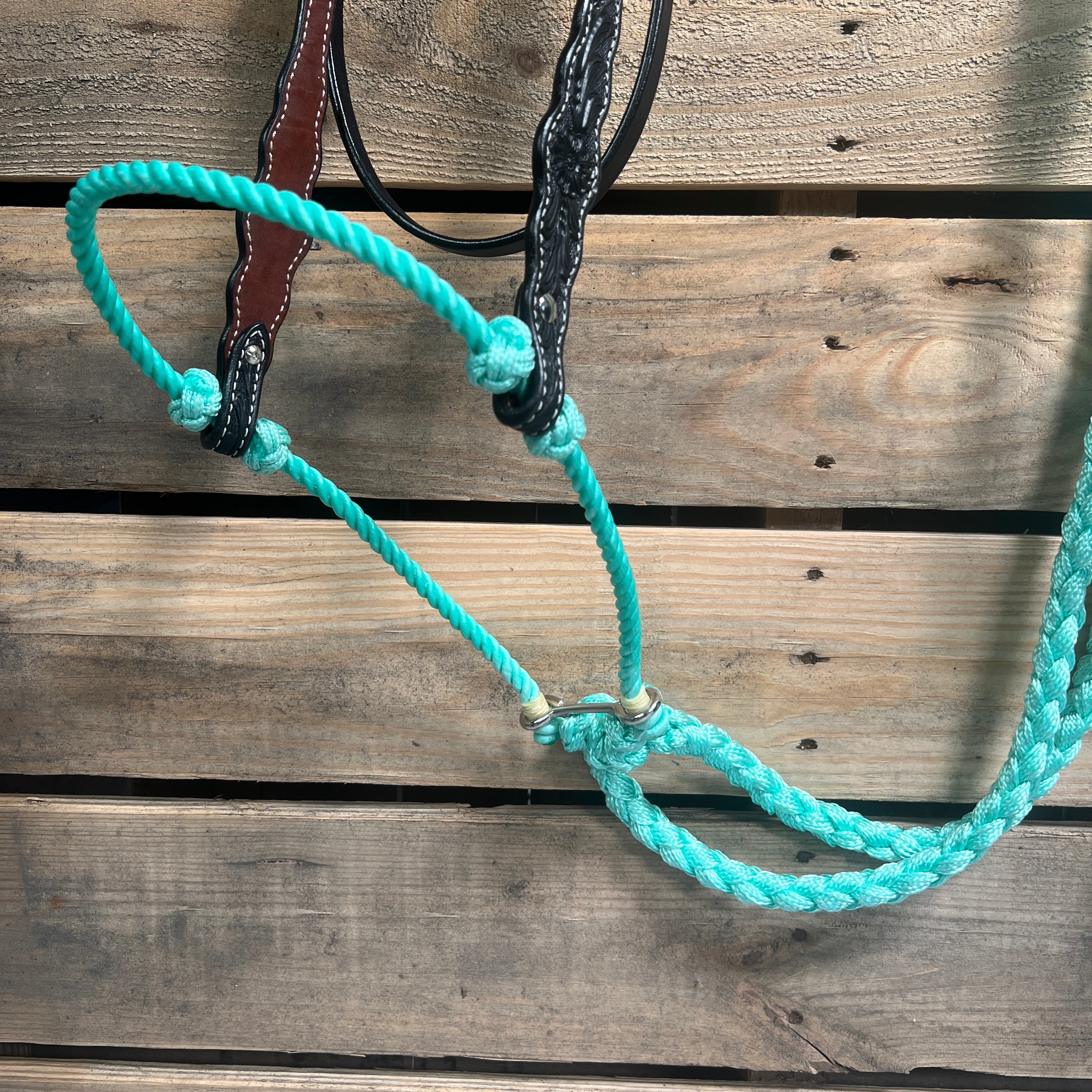 Black Floral Scalloped Turquoise Loping Hackamore #LHK016 — view 2