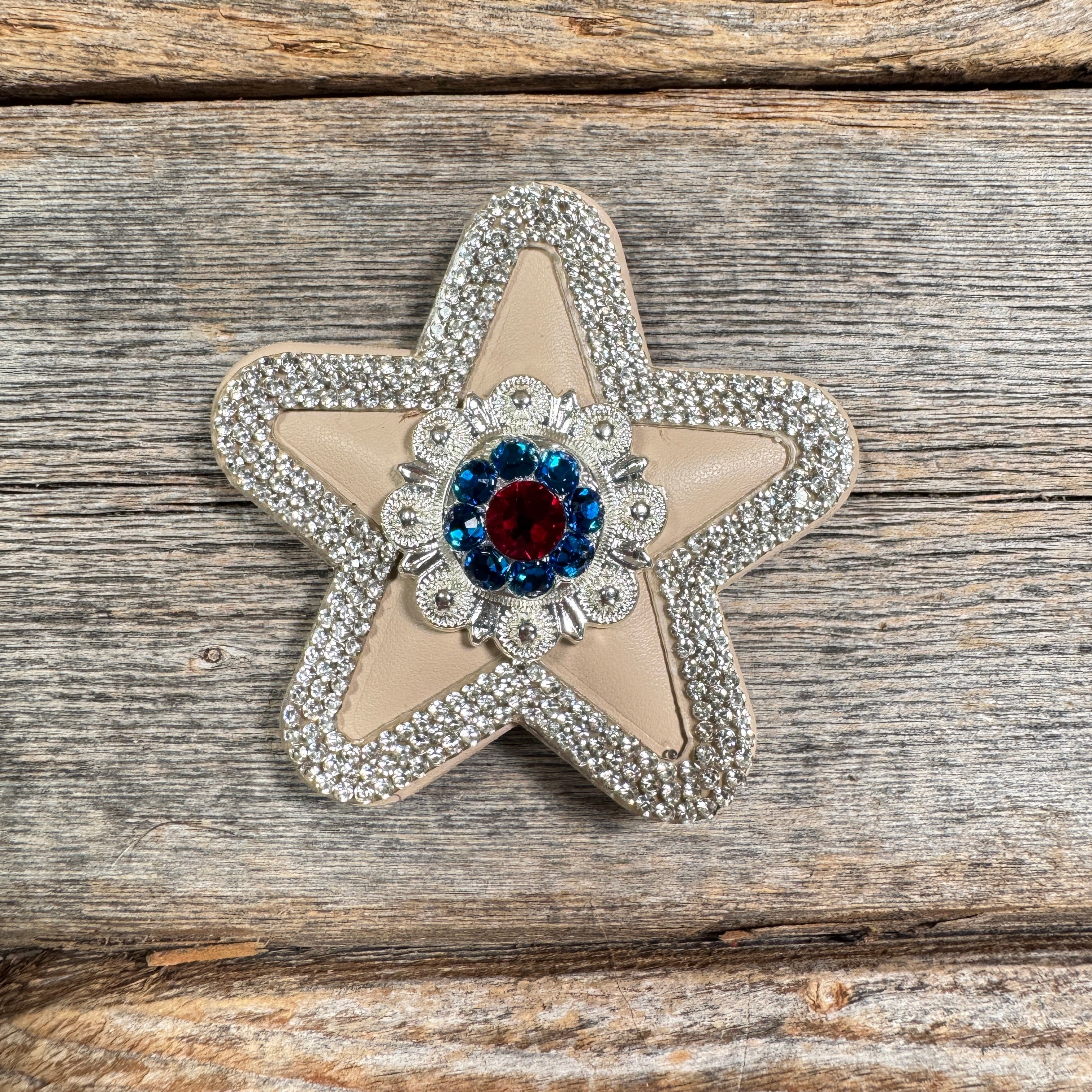 Tan Small Star Rhinestone Rosette - Assorted Conchos — view 4