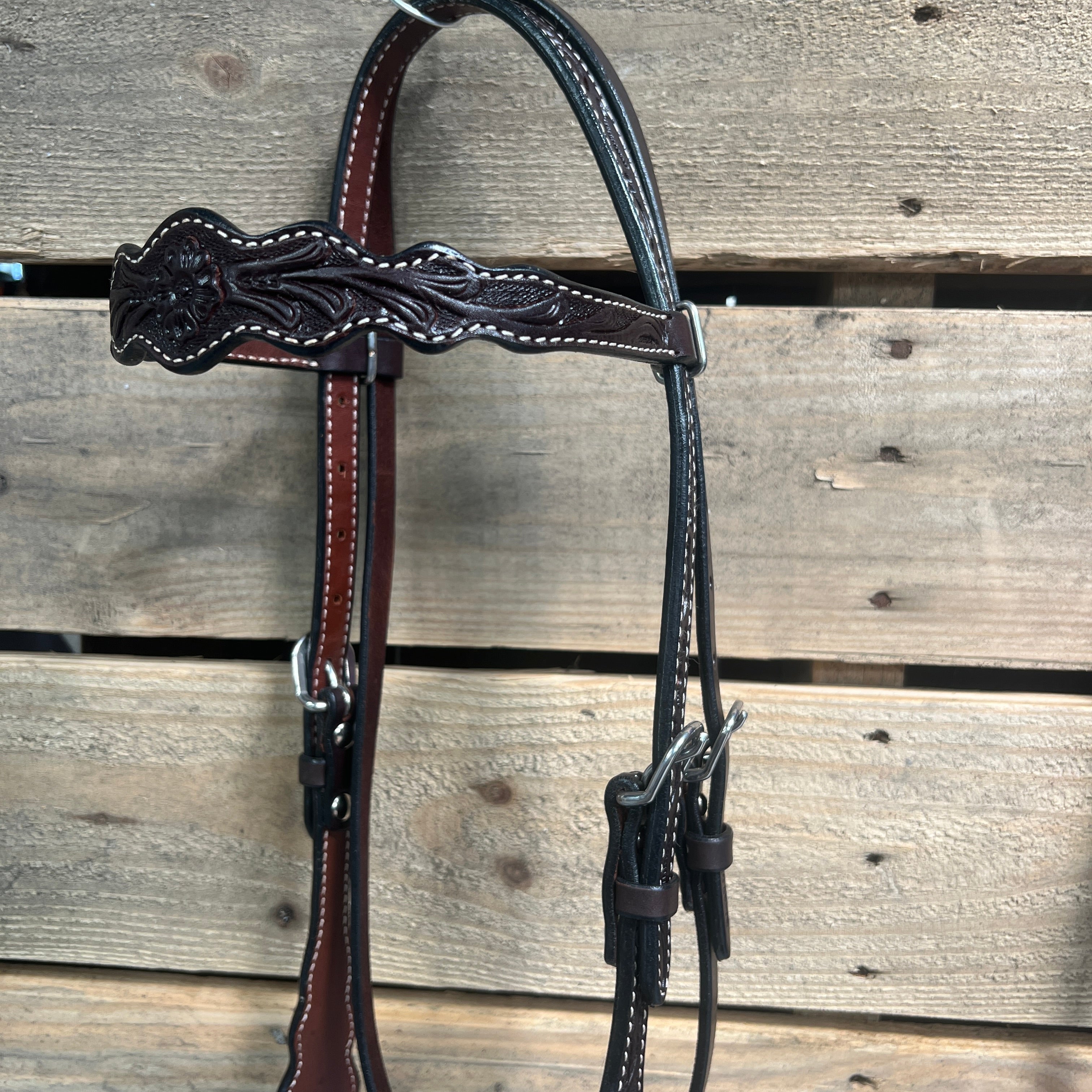 Dark Oil Floral Scalloped Purple Loping Hackamore #LHK017 — view 3