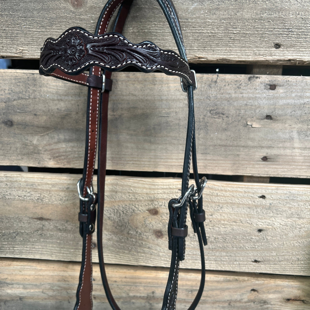 Dark Oil Floral Scalloped Lime Loping Hackamore #LHK019 — view 3